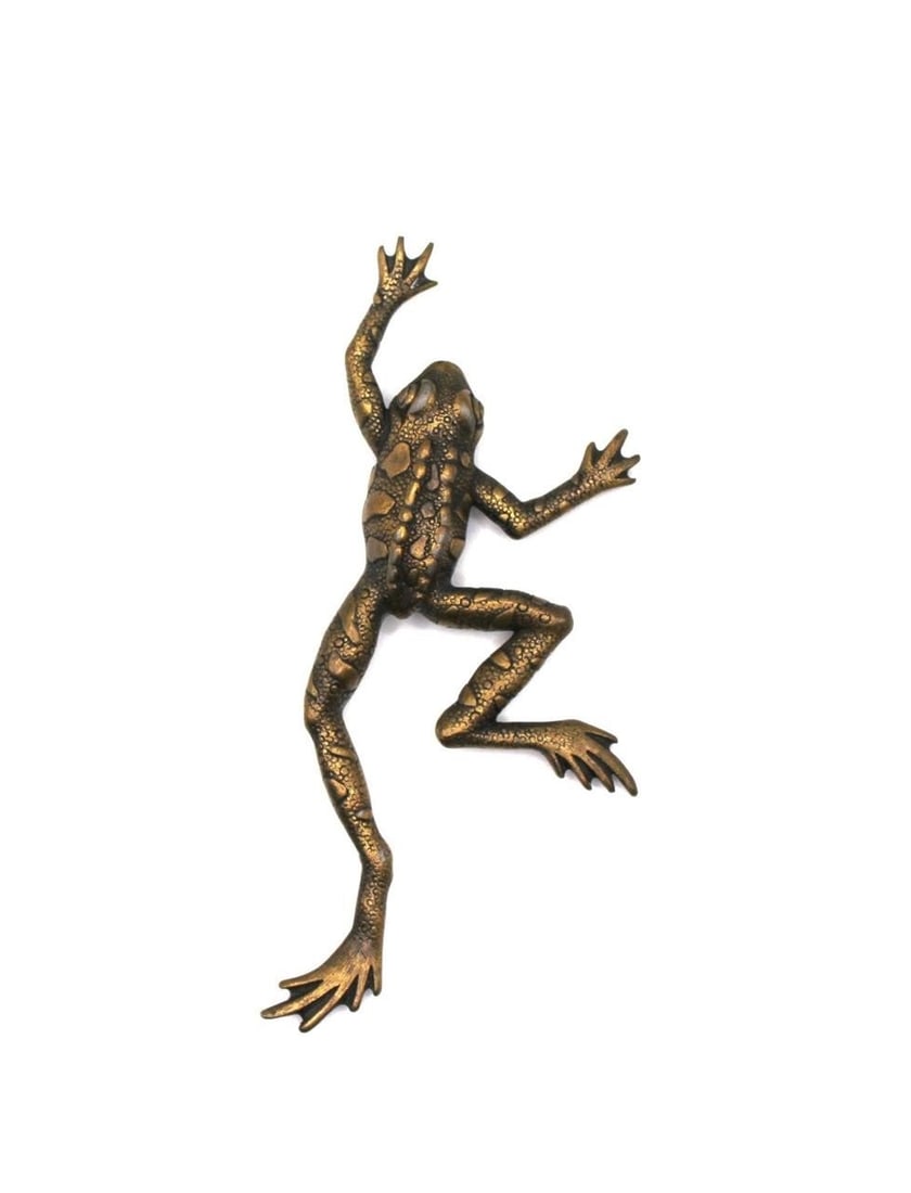 VINTAGE JJ JONETTE BRONZE PEWTER FROG 4" BROOCH (1 of 3)