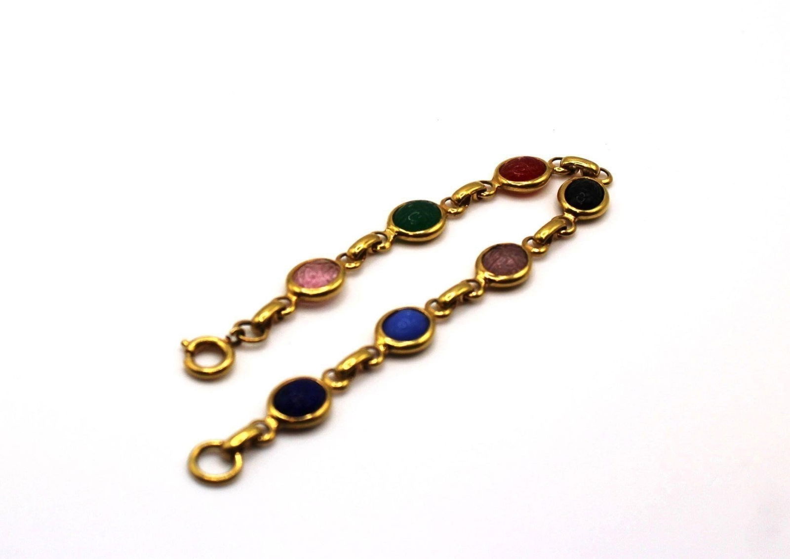 VINTAGE SCARAB MULTI COLORED ETCHED GLASS BRACELET (1 of 3)