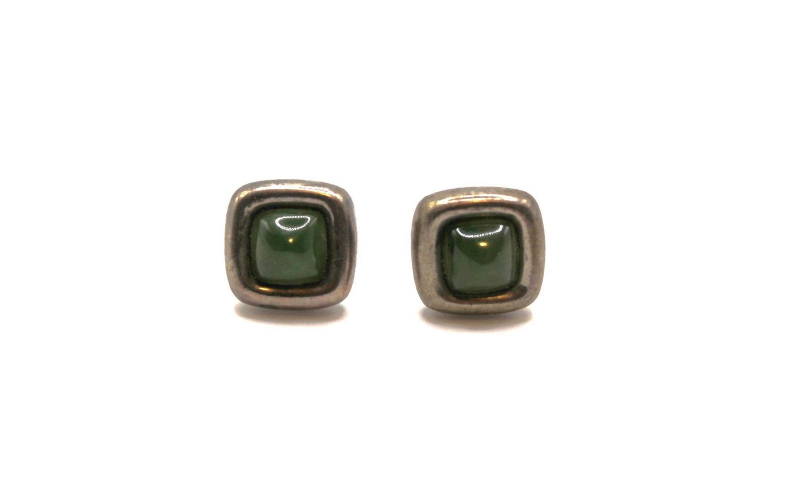VINTAGE STERLING JADE STUD EARRINGS (1 of 3)