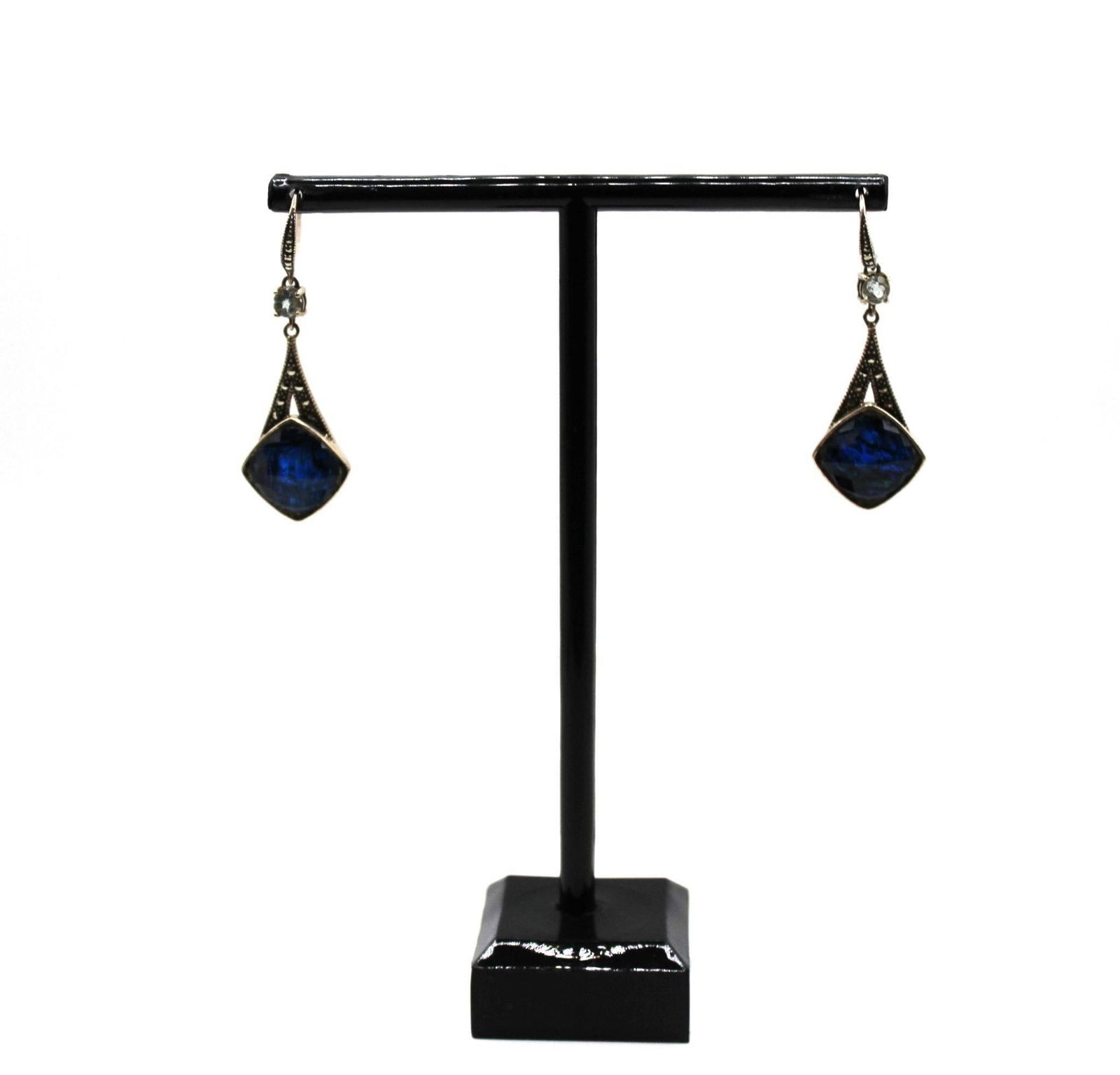 QURA BY TIM 925 BLUE QUARTZ DANGLE EARRINGS (1 of 4)