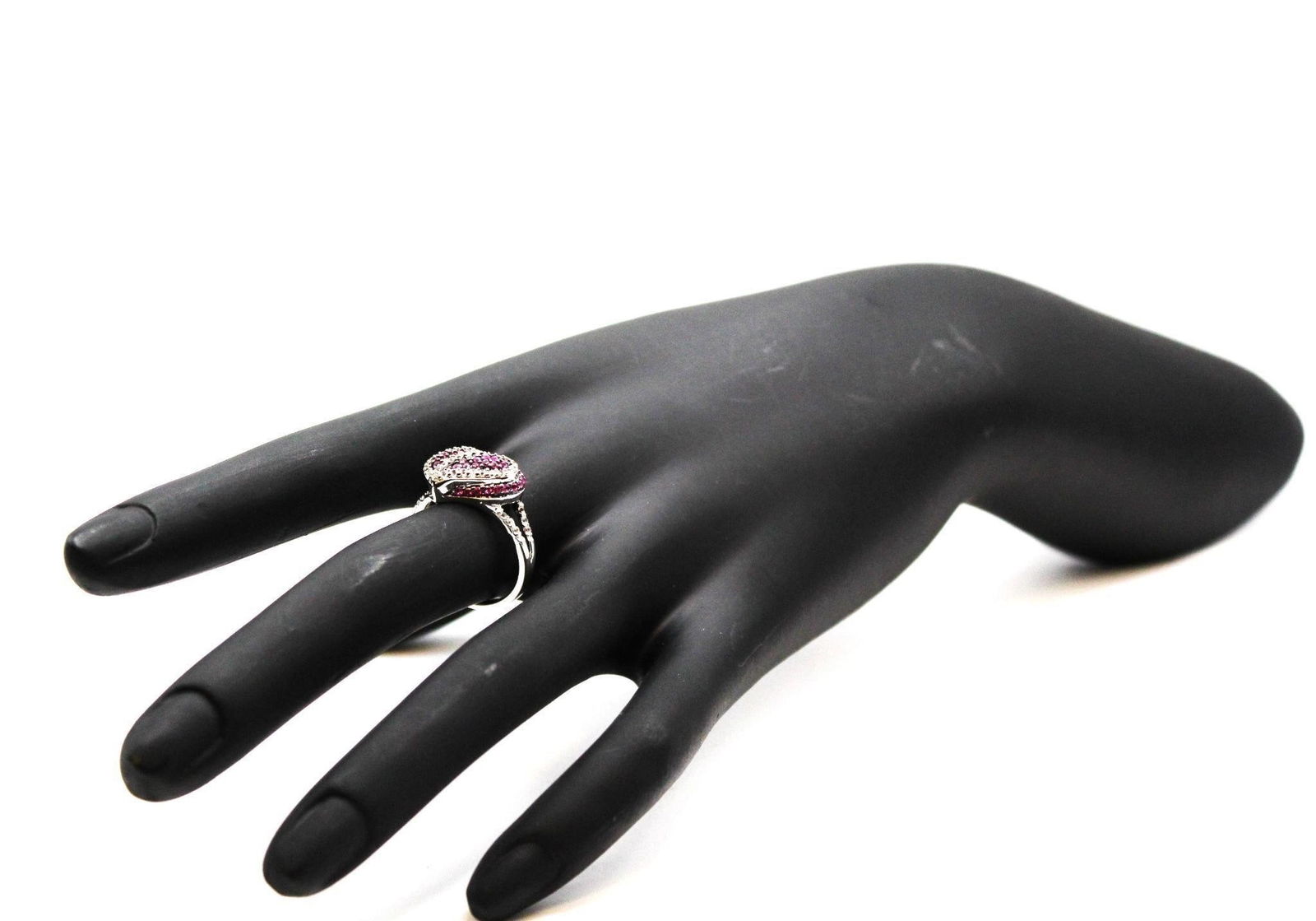 VINTAGE HEART OTC STERLING DIAMOND RUBY RING SZ 7 (1 of 4)