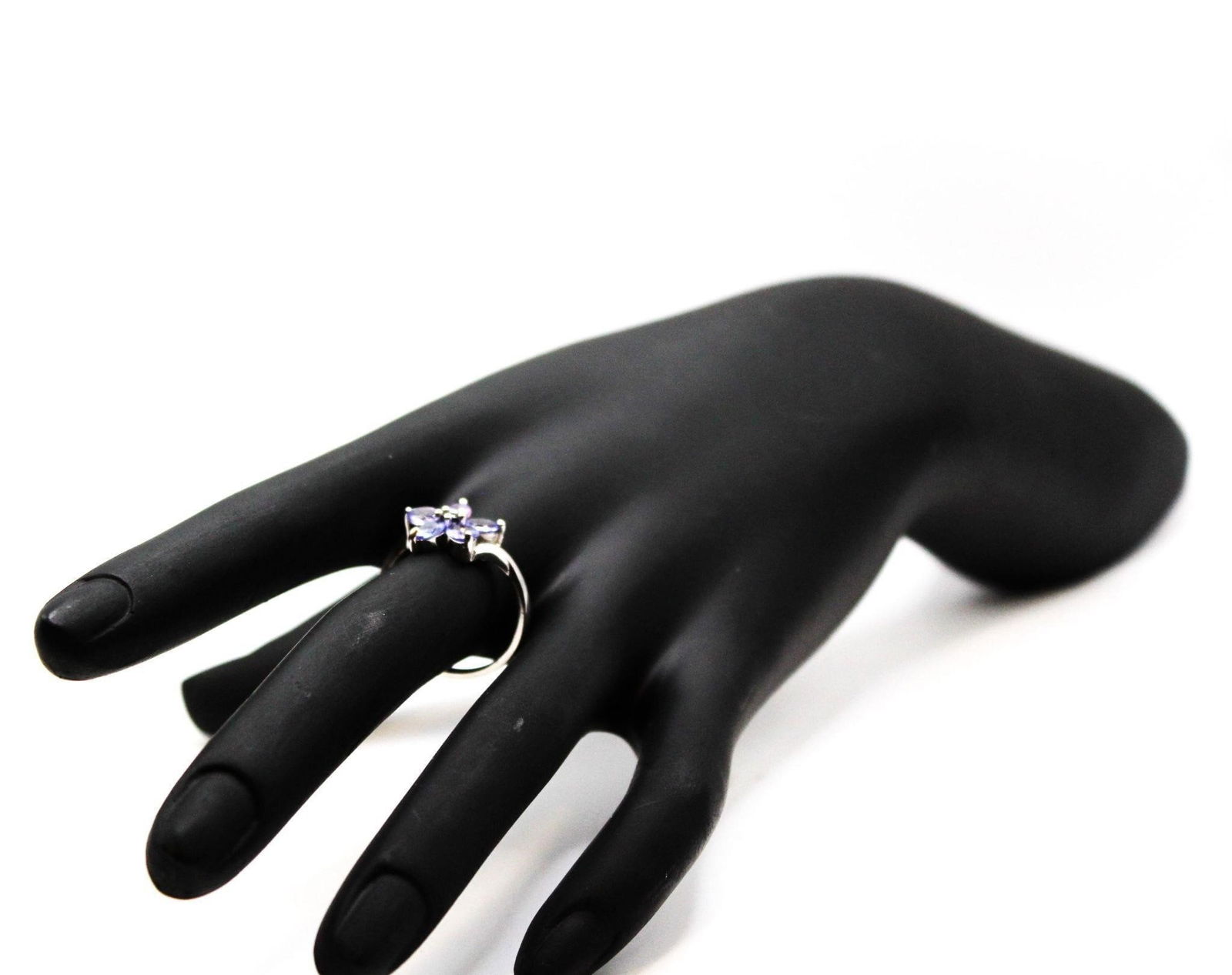 TANZANITE FLOWER 925 RING W/ SAPPHIRE CENTER SZ 9 (1 of 4)