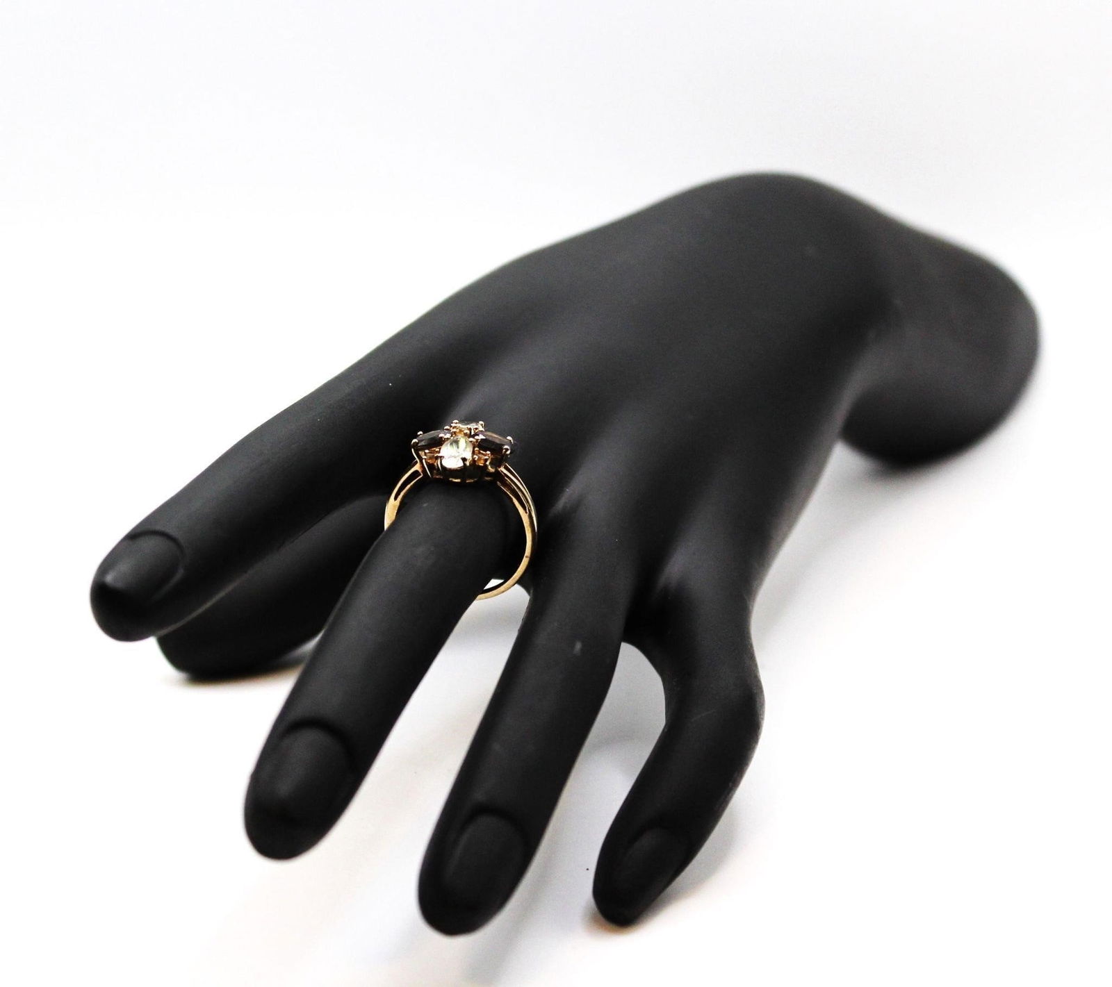 MULTICOLORED GEMSTONES FLORAL 925 RING SZ 7 (1 of 5)