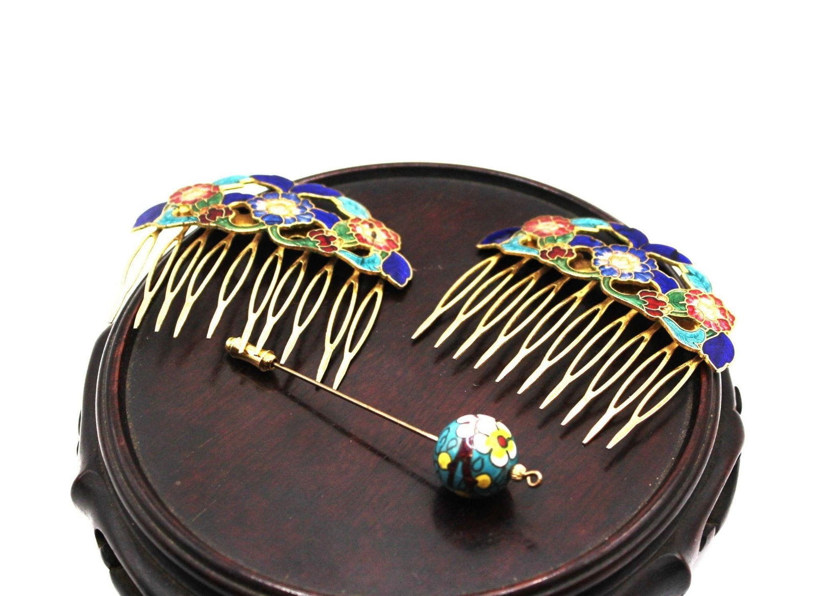 (3) LOTS CHINESE CLOISONNE HAIR COMB & PIN (1 of 4)