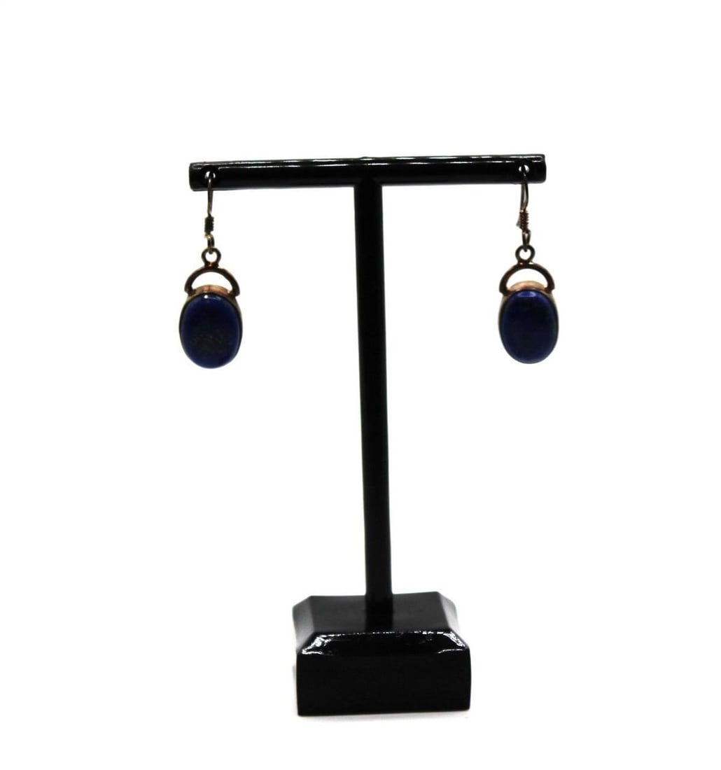 VINTAGE LAPIS LAZULI FINE STERLING DANGLE EARRINGS (1 of 4)