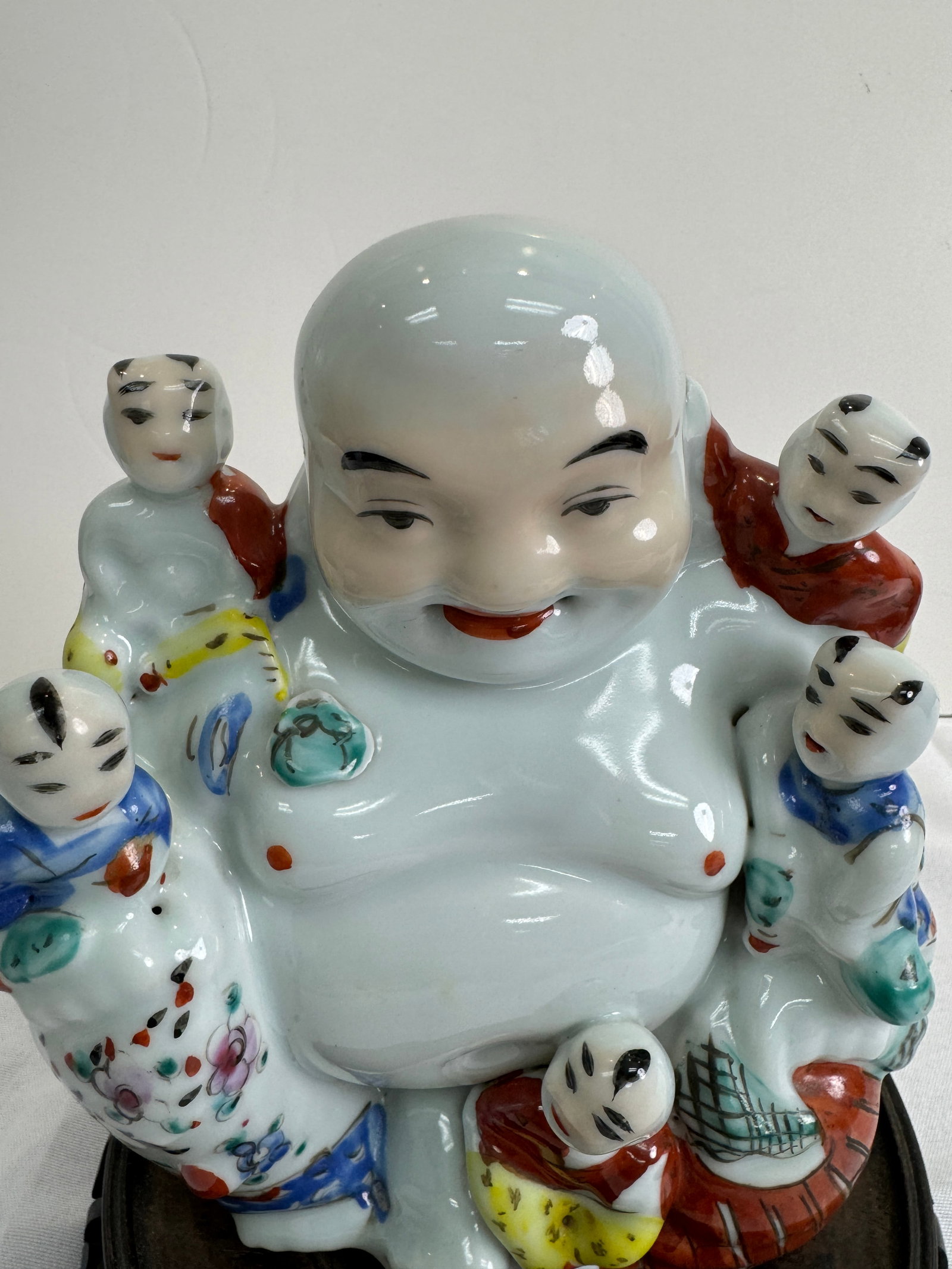 117 Chinese famille rose Buda sculpture: 117 Chinese famille rose Buda sculpture