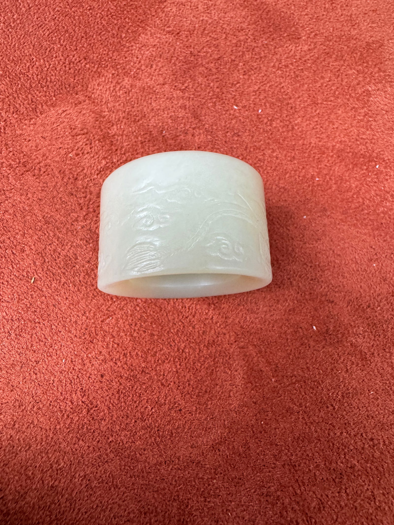 Chinese Qing Dynasty Antique Hetian Jade Finger Ring: Qing Dynasty Antique Hetian Jade Finger Ring