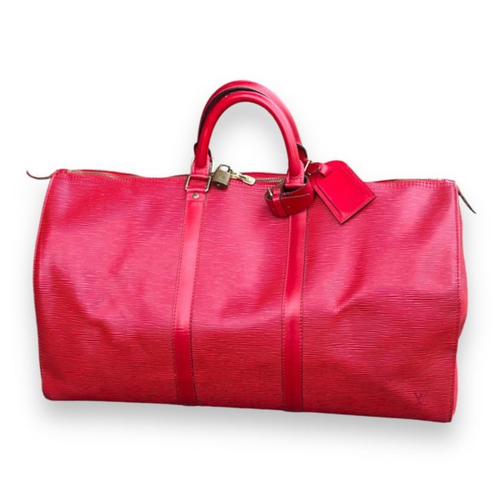 1995’ Vintage Louis Vuitton Keepall 50: • Louis Vuitton • Date Code: VI1905 • Vintage/1995’ • Castilian Red • Epi Leather • Keepall 50 • Luxury Travel/Duffel Bag • 20” x 11 x 9” (in) &bu