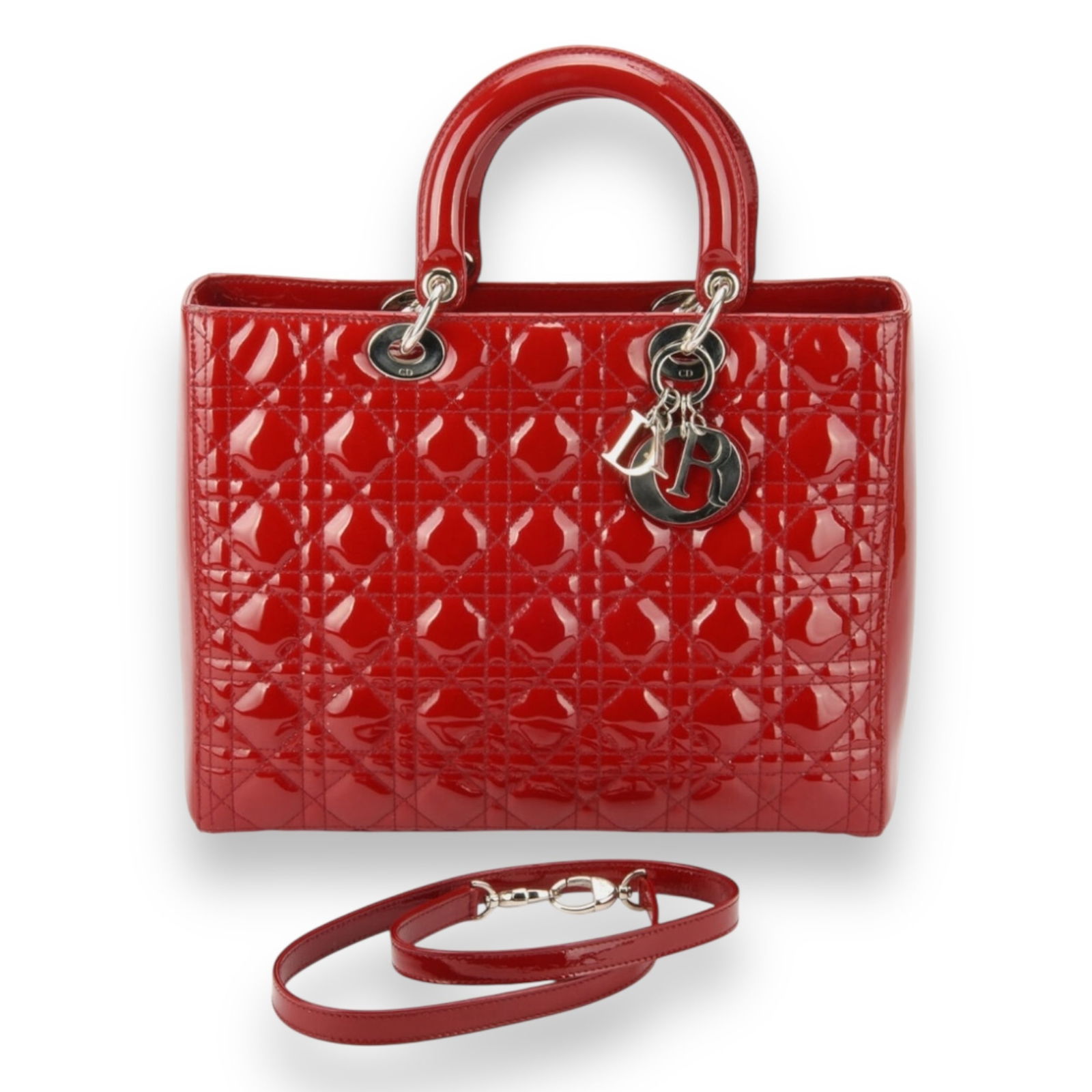 Christian Dior Large Red Patent Leather Lady Dior Bag (1 of 18)