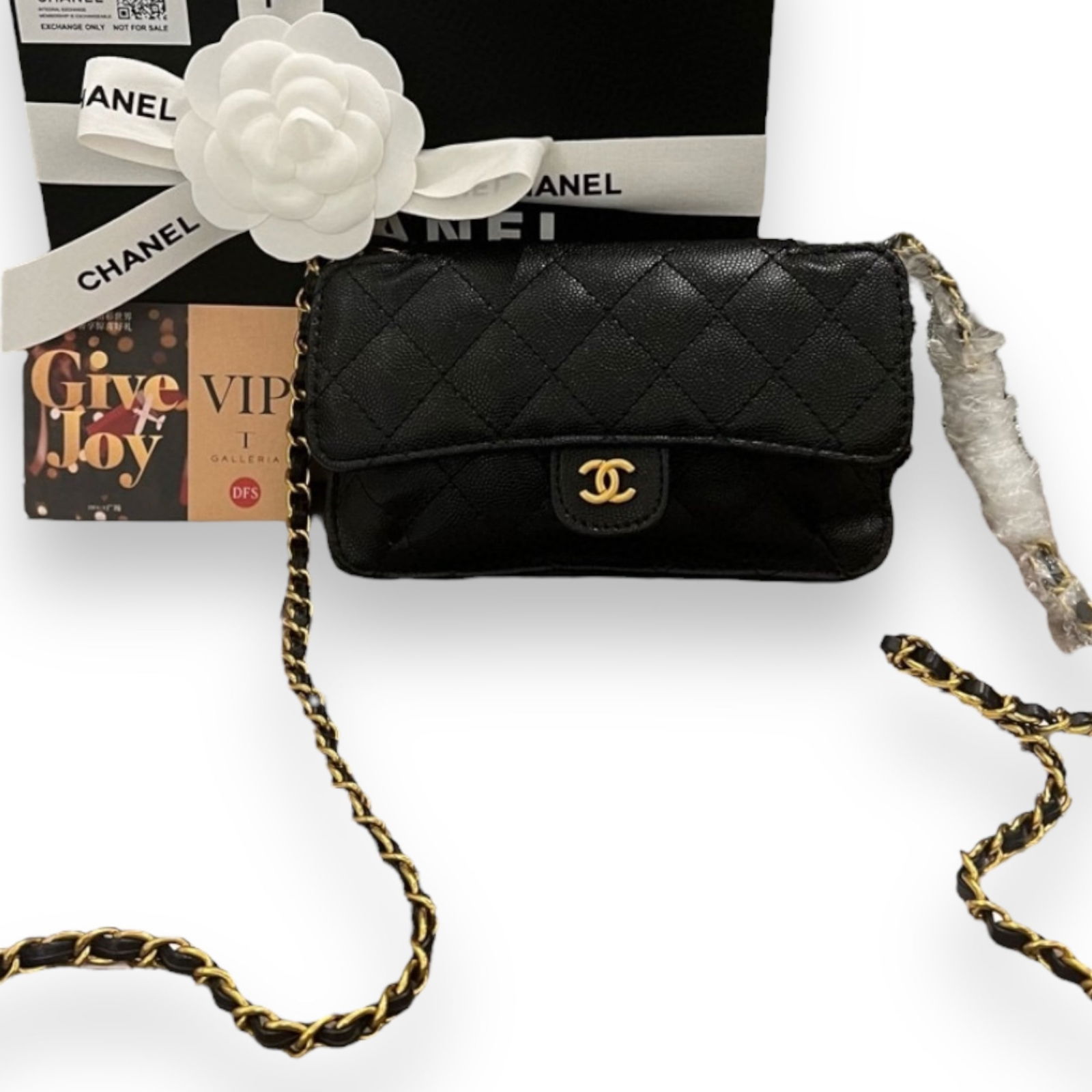 CHANEL CC Logo Patch Pattern Foldable Tote W/ Chain Beaute Bag (1 of 8)