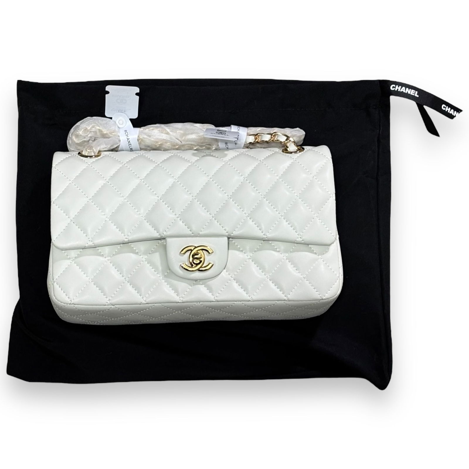 CHANEL White on White/Gold Medium Double Flap Beaute Bag (1 of 9)