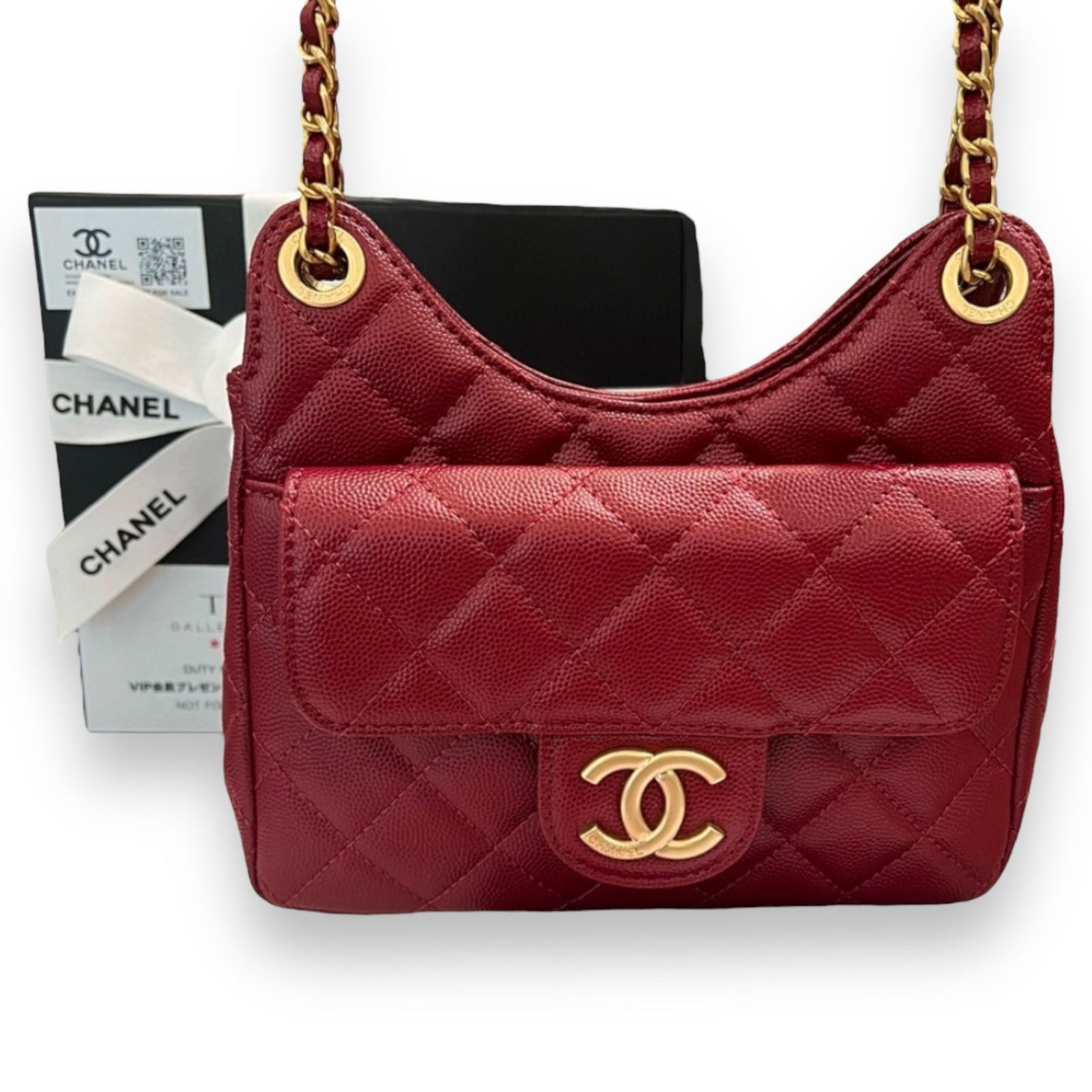 CHANEL Red Quilted CHANEL Hobo Beaute Bag (1 of 6)