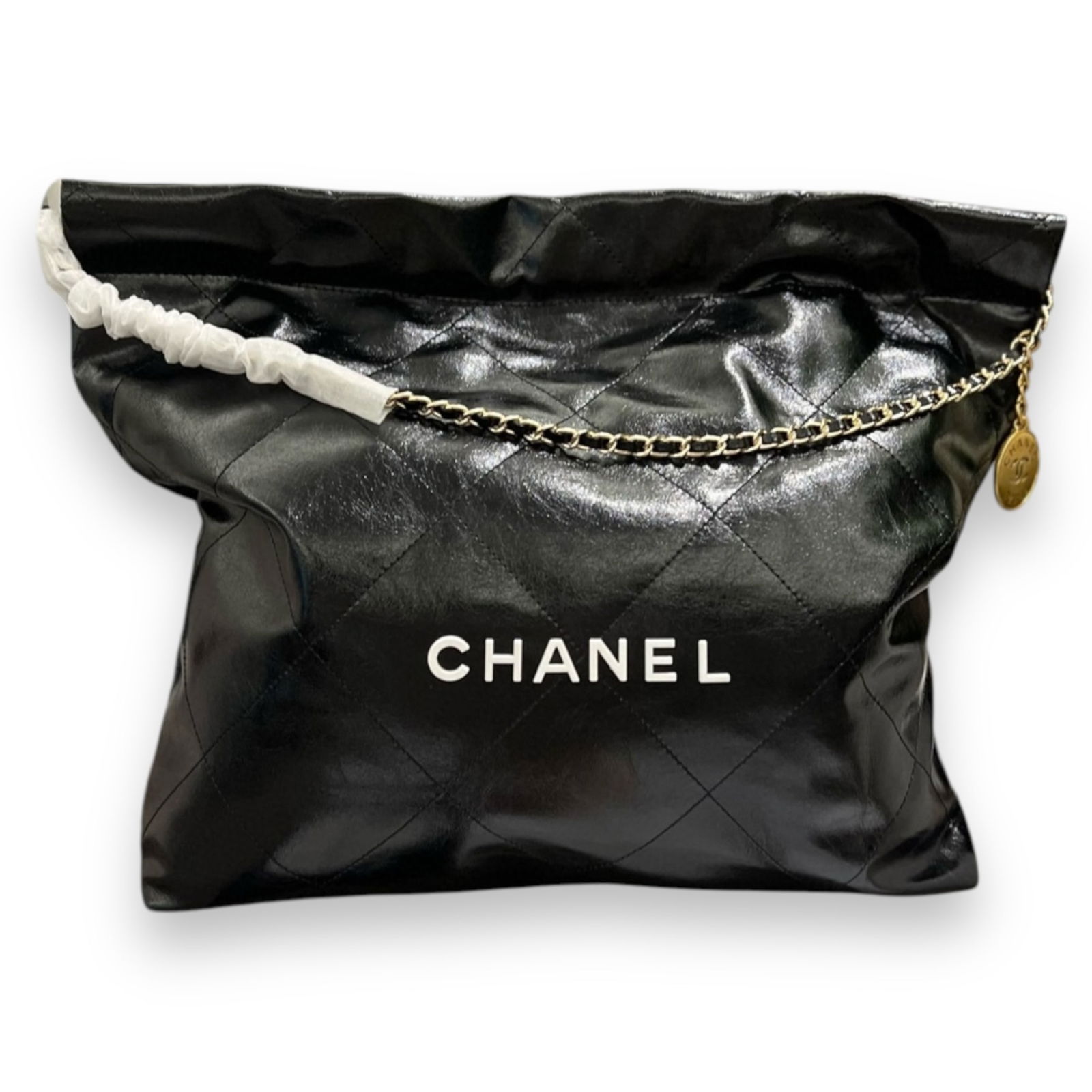 CHANEL LG Black/Gold Quilted 22 Shiny Beaute Bag & Pouch (1 of 8)