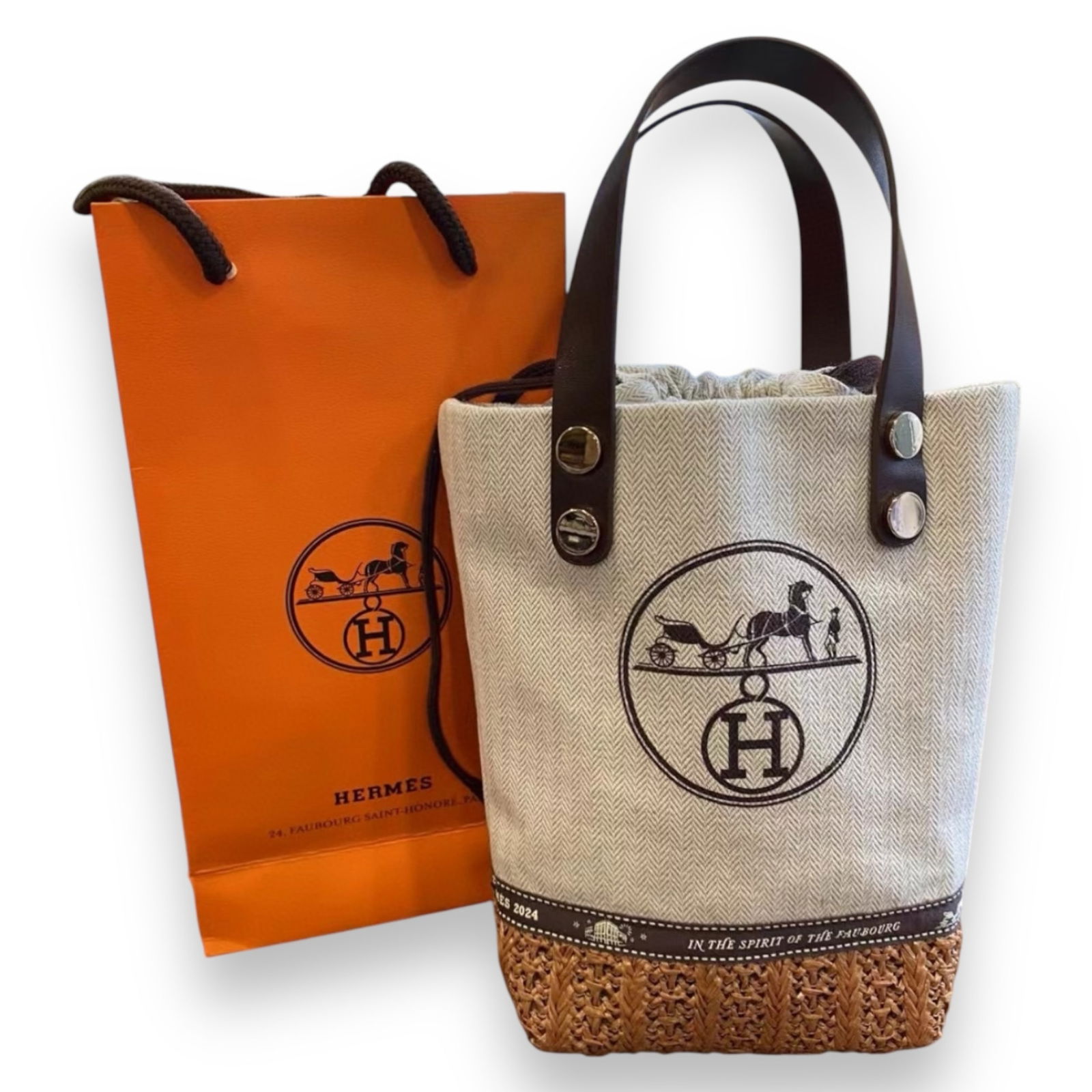 Hermes Front Logo Top Handle Drawstring Beaute Bag & Dust Bag (1 of 7)