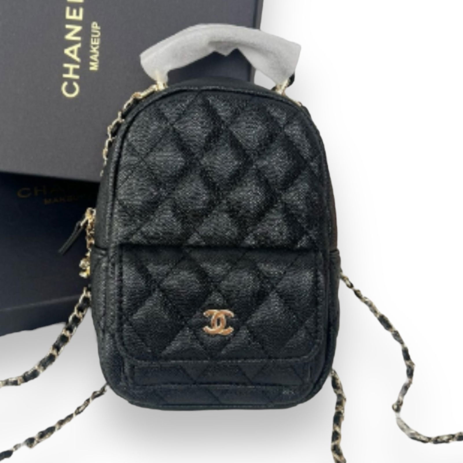 CHANEL Quilted Black 2Way Carry Beaute Mini Backpack & Original Box (1 of 9)