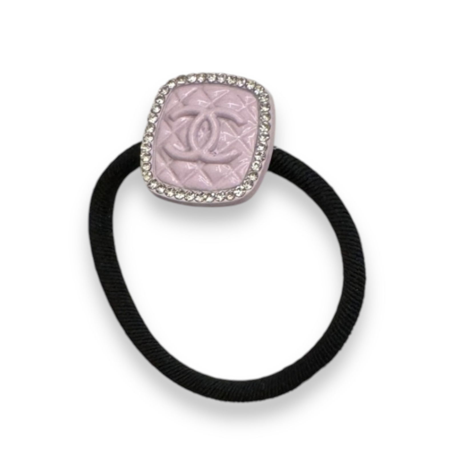 CHANEL Lilac/White Rhinestone Trim Quilted Square L.A Collection Hair Tie (1 of 4)