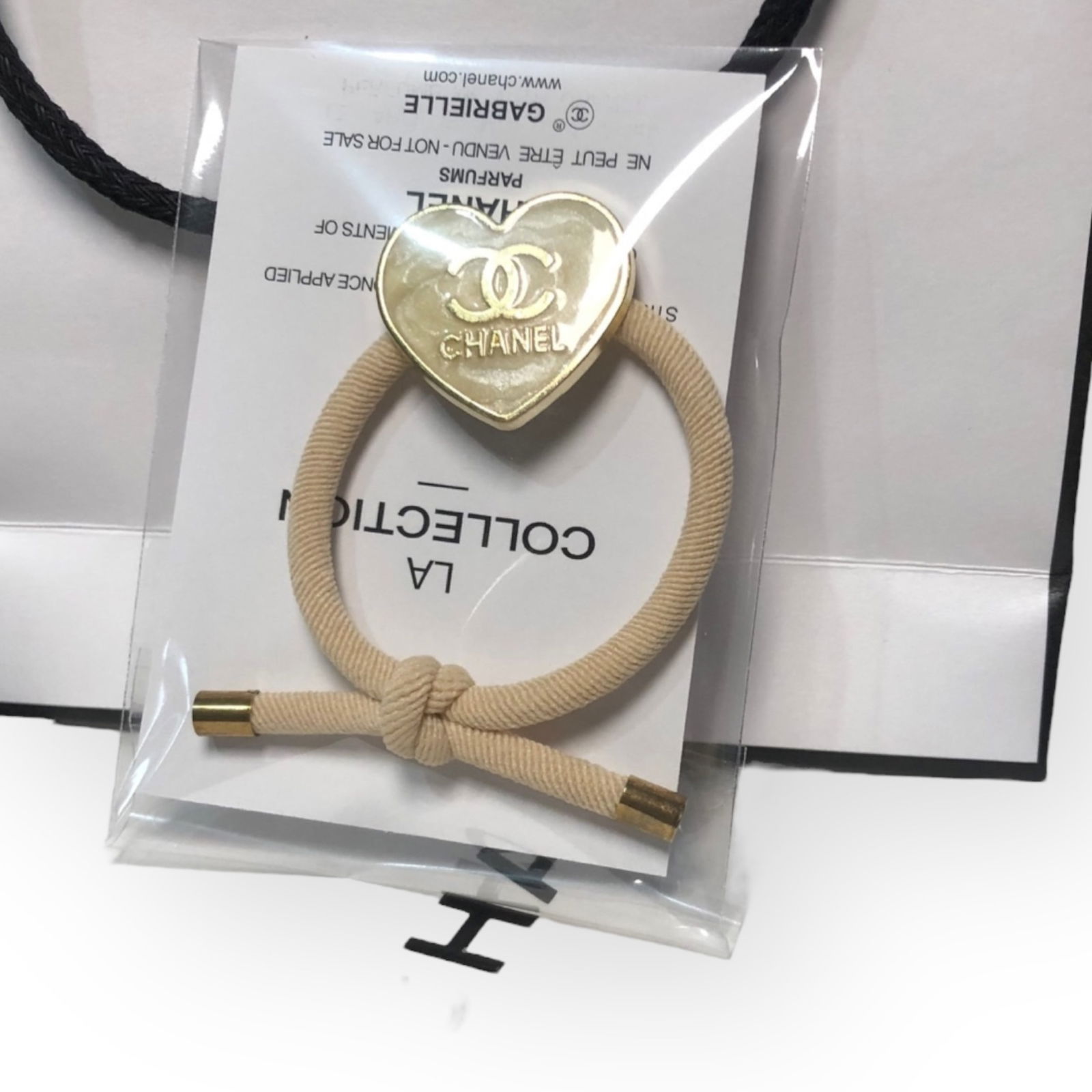 CHANEL Metallic White/Gold Heart Shaped L.A Collection Hair Tie (1 of 3)