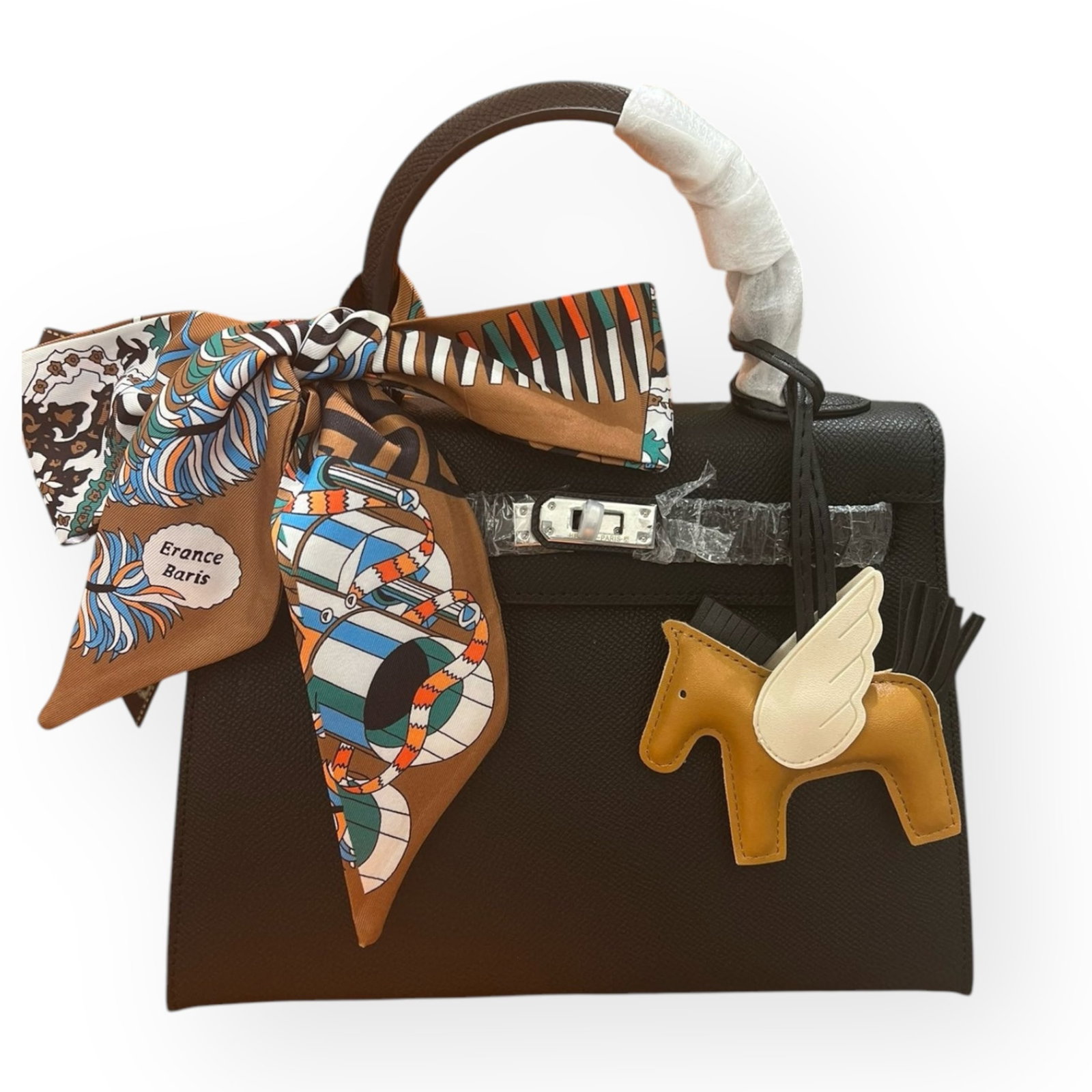 Hermes Kelly Black/Silver 2Way Carry Beaute Bag & Box (1 of 8)