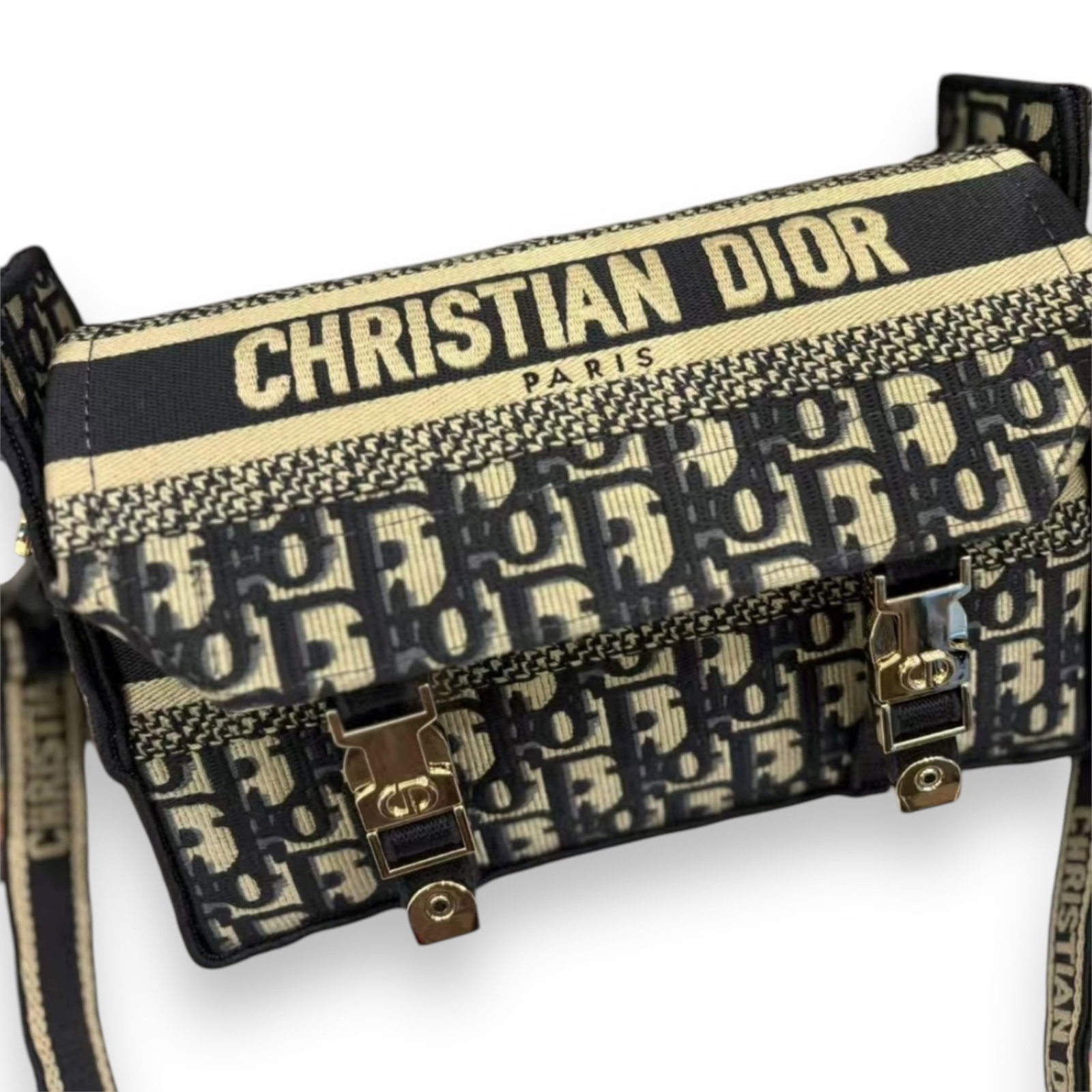 Christian DIOR Small Diorcamp Oblique Embroidery Beaute Bag: • Christian DIOR • Diorcamp Messenger Bag • Small • 9" x 6" (in) • Adjustable Strap • Signature Oblique Embroidery • Dior Paris Signature Flap • CD Buckle Closu