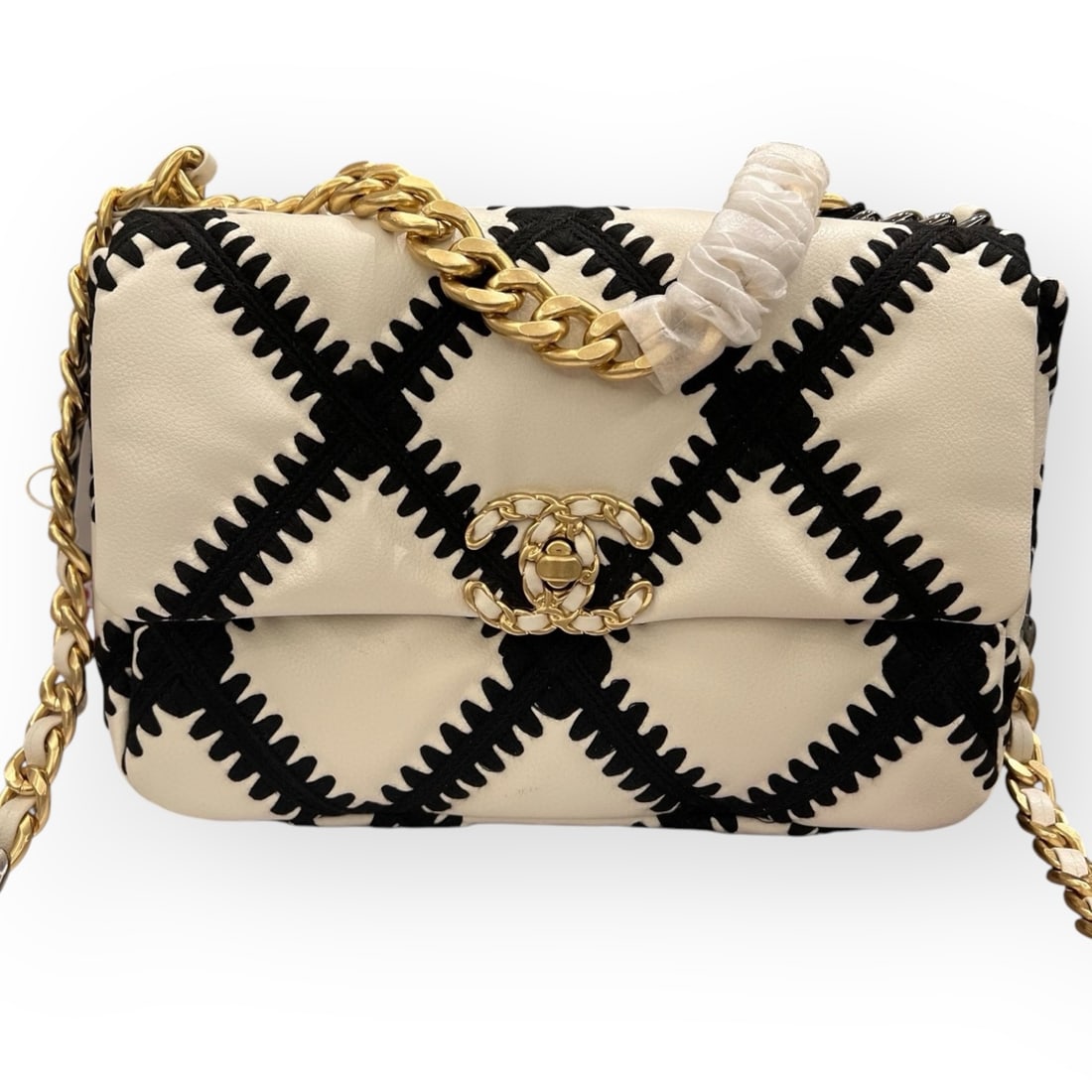 CHANEL Off-White/Black 19 Beaute Shoulder Bag & Original Box (1 of 9)