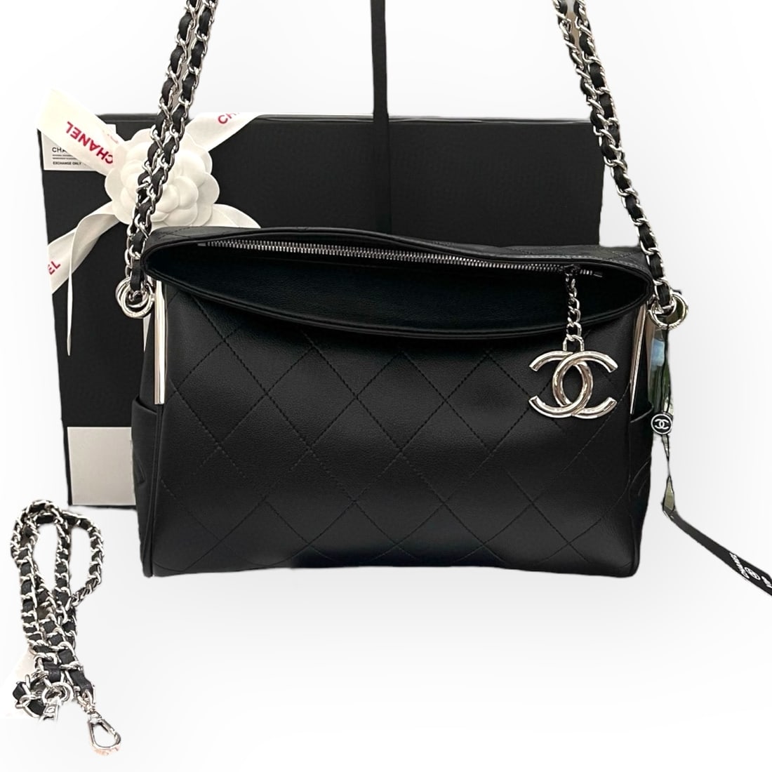 CHANEL Black Quilted Ultimate Hobo Beaute Bag & Original Box (1 of 8)