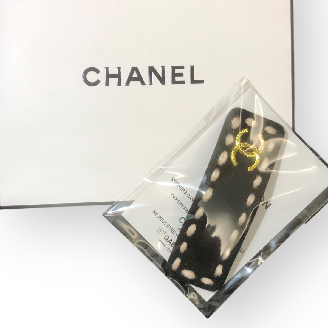 CHANEL Black Long Rectangle L.A Collection Hair Clip: • CHANEL • Gabrielle • Black • Hair Clip • White Trim • Gold CC Logo • Silver Tone Hardware • Long Rectangle Shaped • L.A Collection • Unopened/In Ori