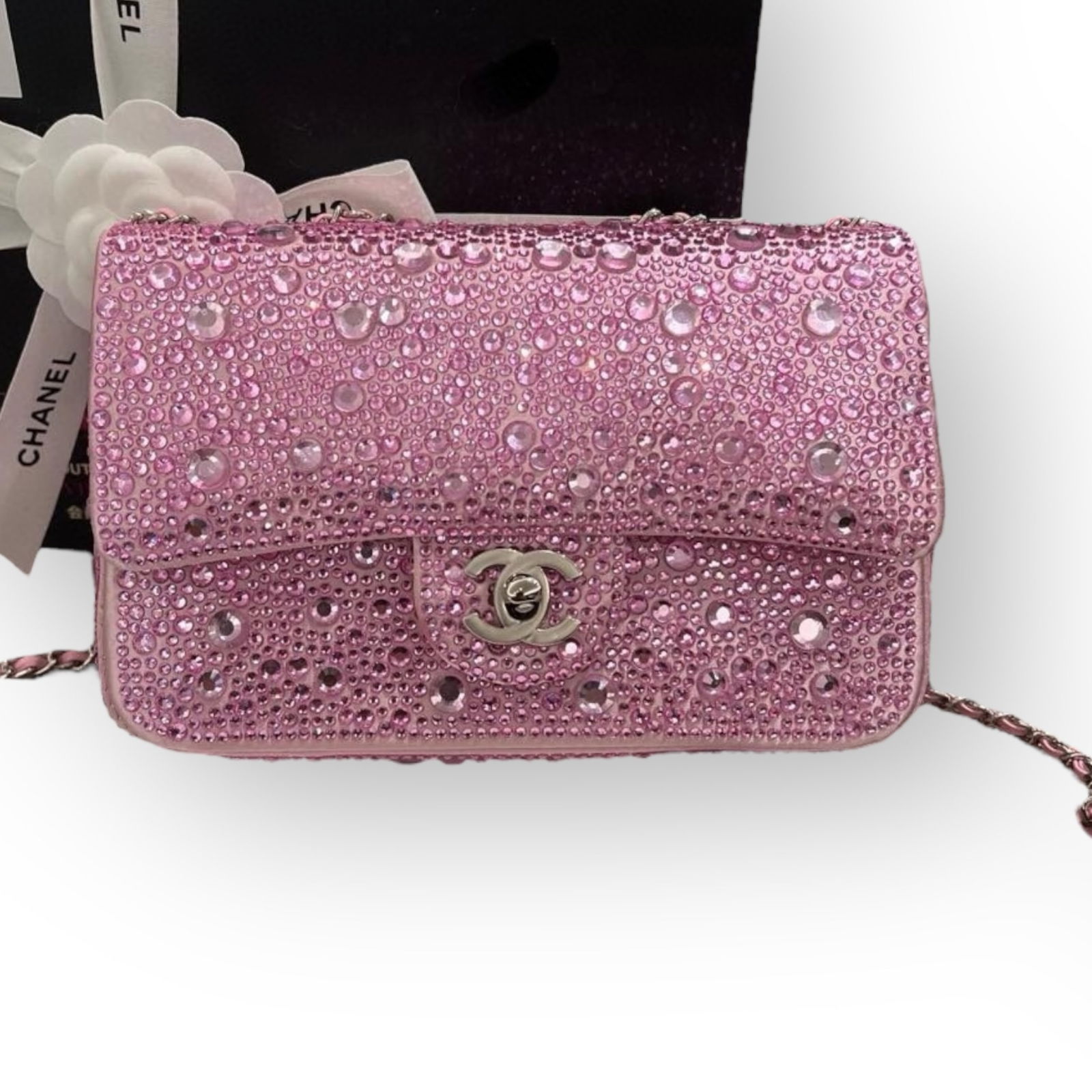 CHANEL Pink Diamante Crystal Flap Beaute Bag & Original Box (1 of 7)