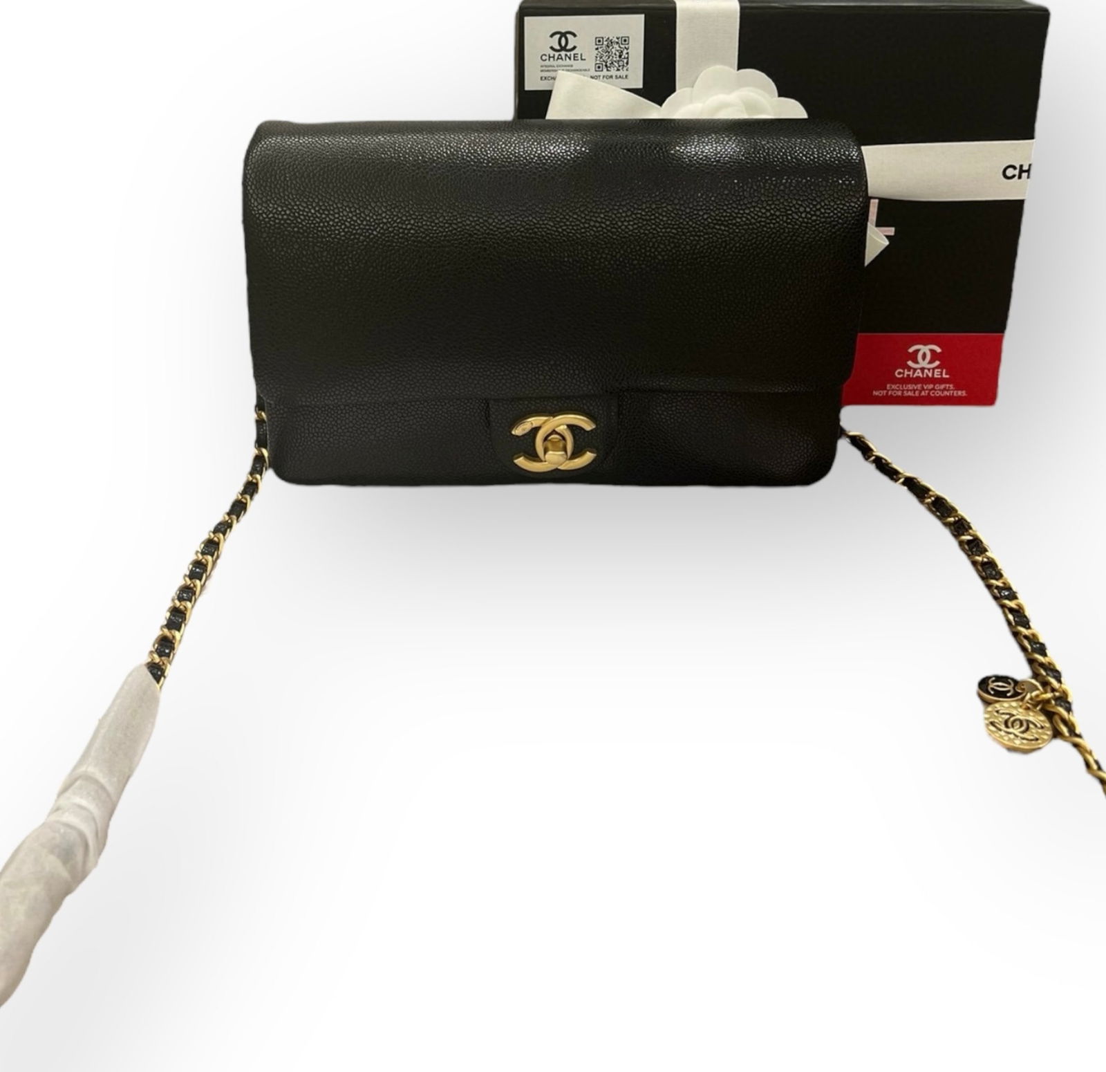 CHANEL Black/Red Small Flap W/ Charms Beaute Bag & Original Box (1 of 8)