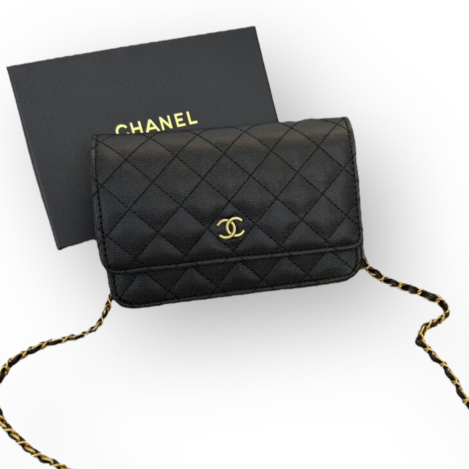 CHANEL Quilted Black/Gold WOC (Wallet On Chain) Beaute Bag & Original Box (1 of 10)