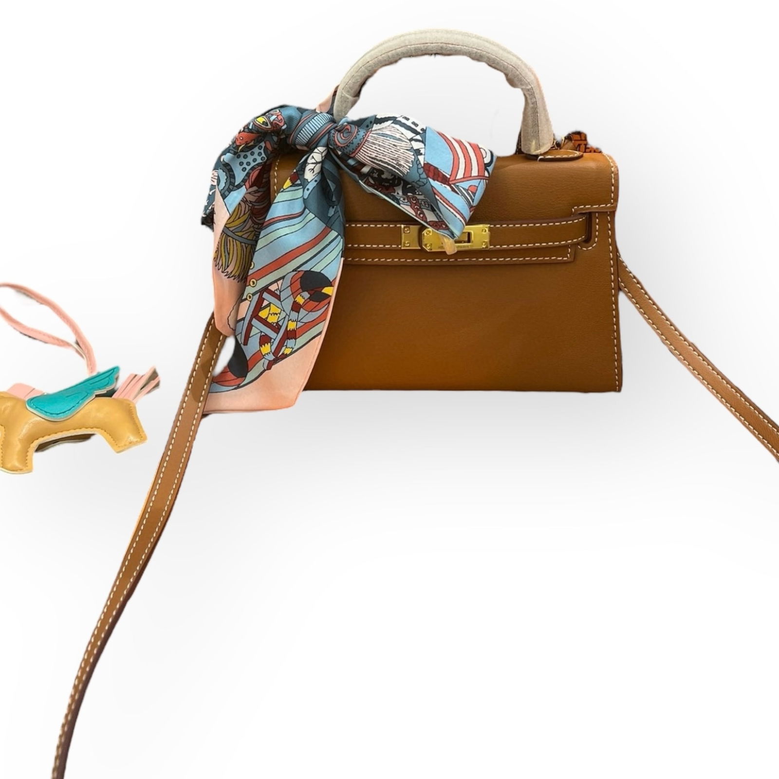 Hermes Kelly Dark Tan/Gold 2Way Carry Beaute Bag & Original Box (1 of 8)