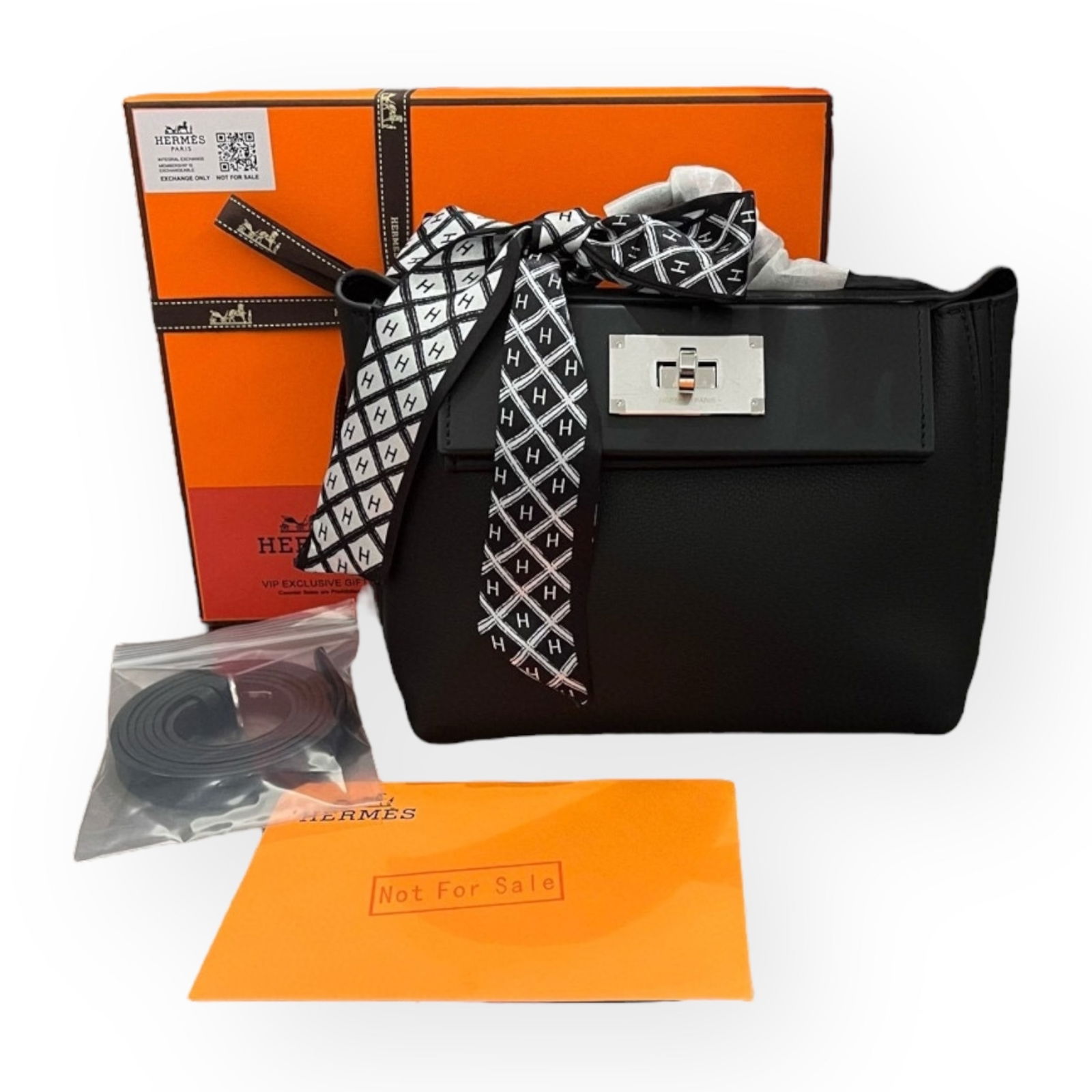 Hermes Black/Silver 2Way Carry Mini Beaute Bag & Box (1 of 8)