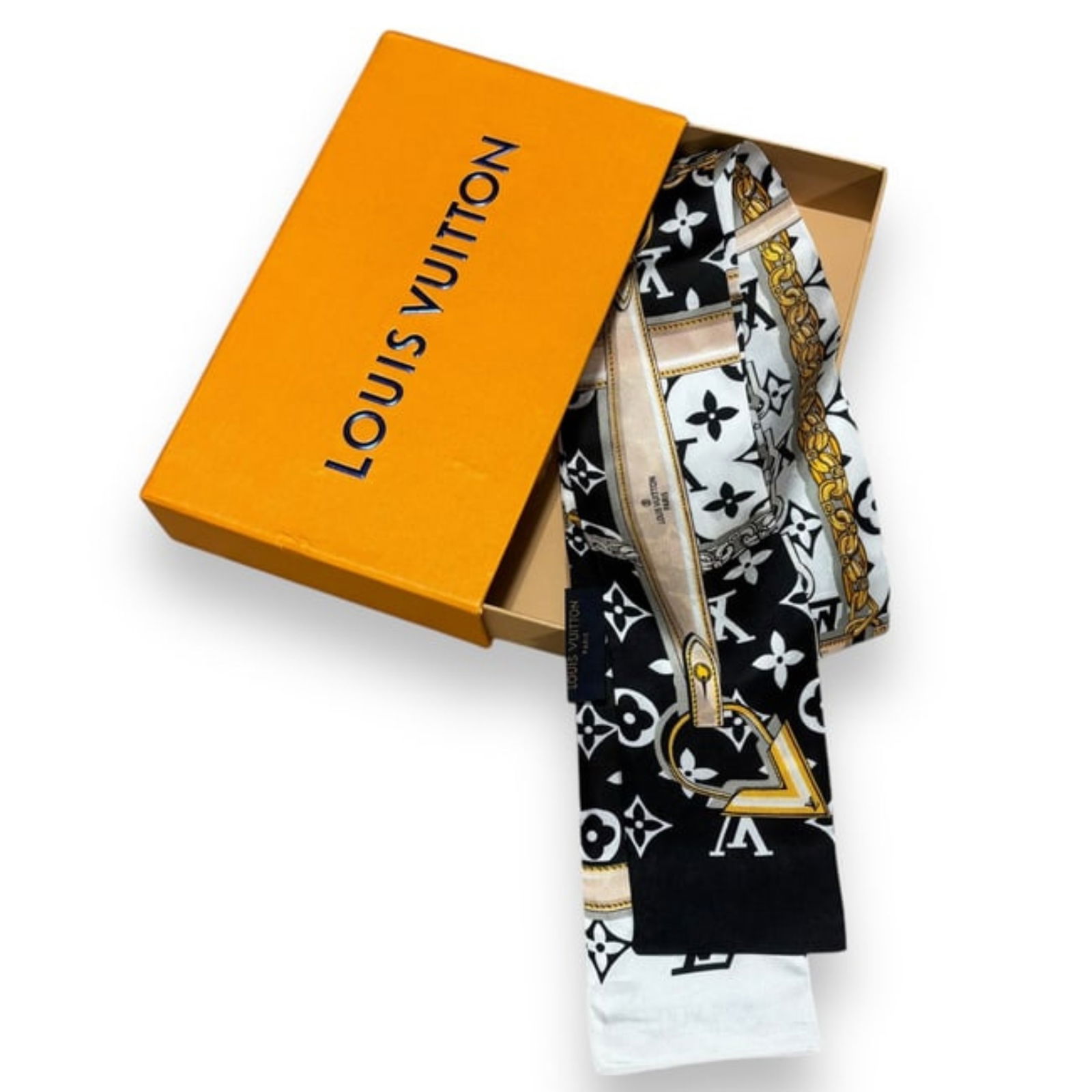 Louis Vuitton Silk Monogram Confidential Bandeau Black Scarf (1 of 8)