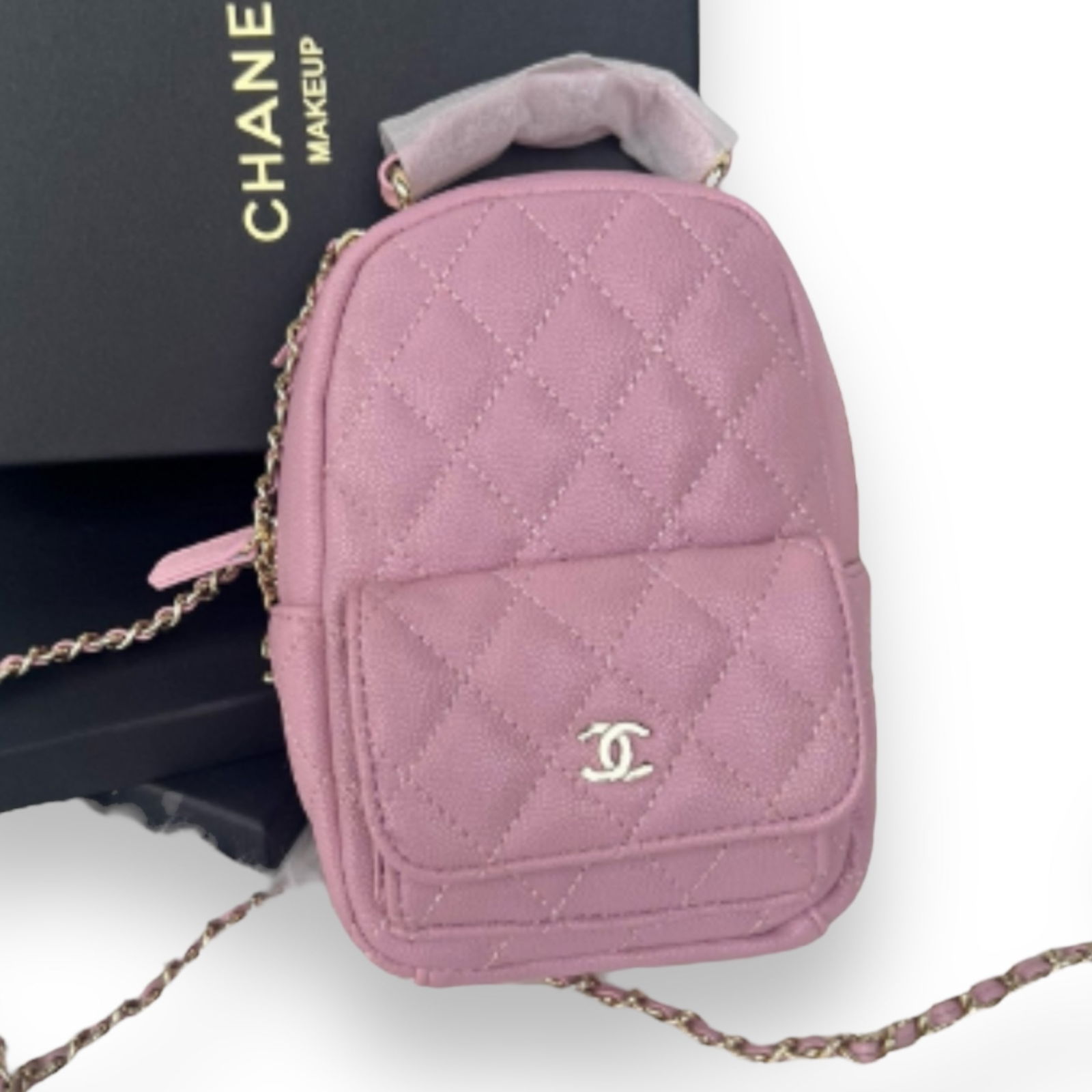 CHANEL Quilted Pink 2Way Carry Beaute Mini Backpack & Original Box (1 of 7)