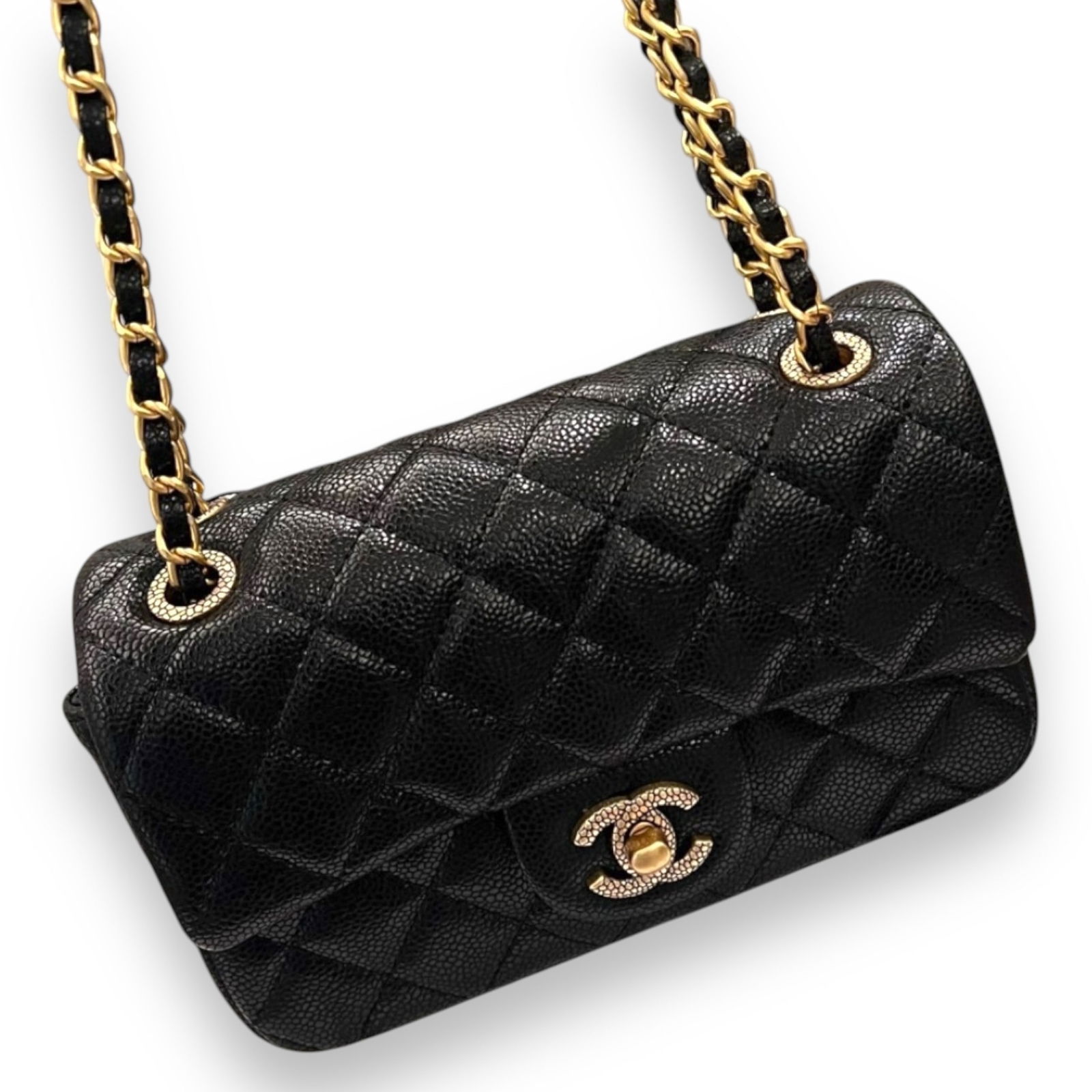 CHANEL Black Decorative CC Quilted Beaute Bag & Original Box: • CHANEL• Black• Quilted Pattern• Detailed Gold Tone Hardware• Classic Flap Bag• 8” x 5” x (in)• Original Box Included• Dust Bag Included• Deta