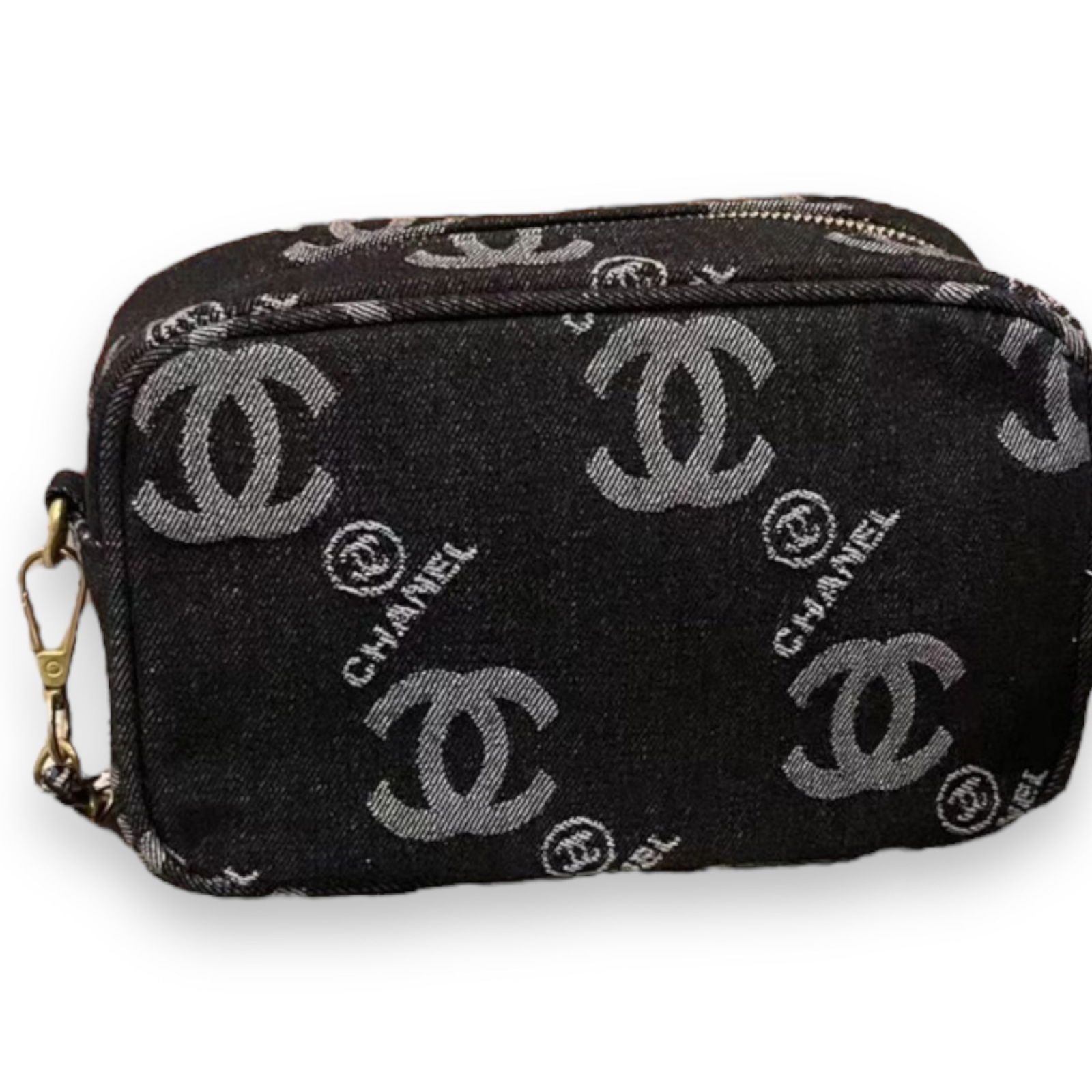CHANEL Black Denim Cross Body Mini Camera Beaute Bag (1 of 7)