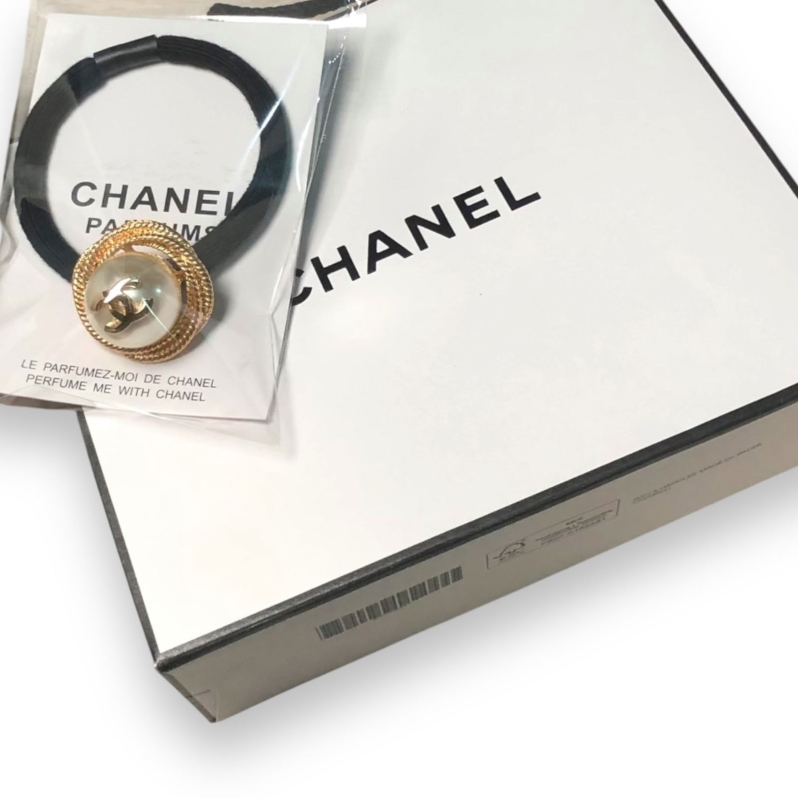 CHANEL Pear/Gold Accented CC L.A Collection Hair Tie & CHANEL Gift Bag (1 of 4)