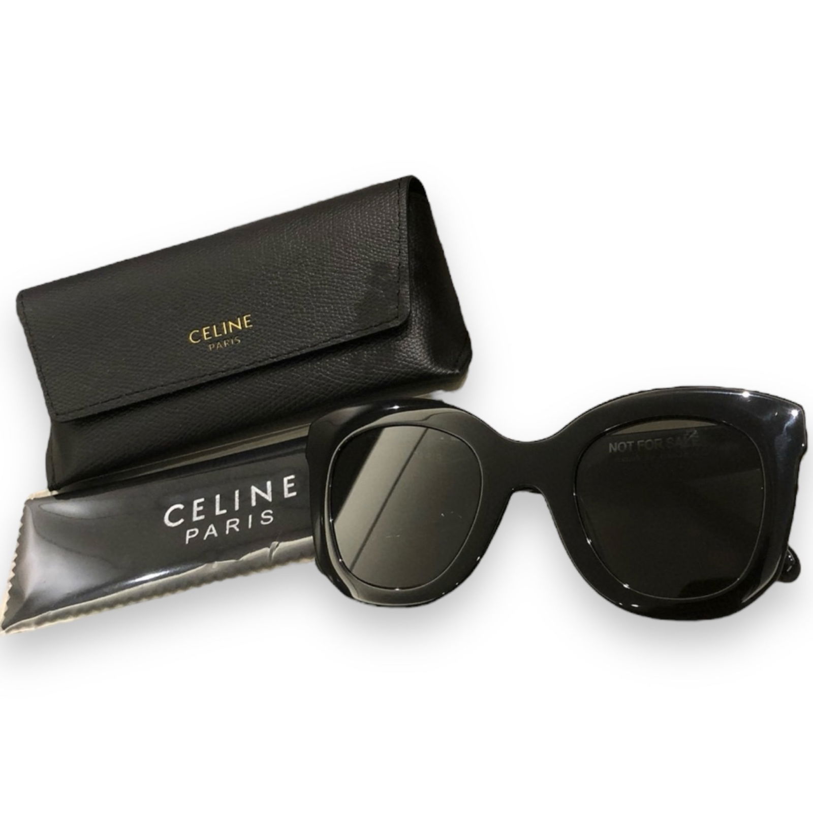 Celine Black & Gold Side Logo Oversized Beaute Sunglasses, Original Case, & Box (1 of 8)