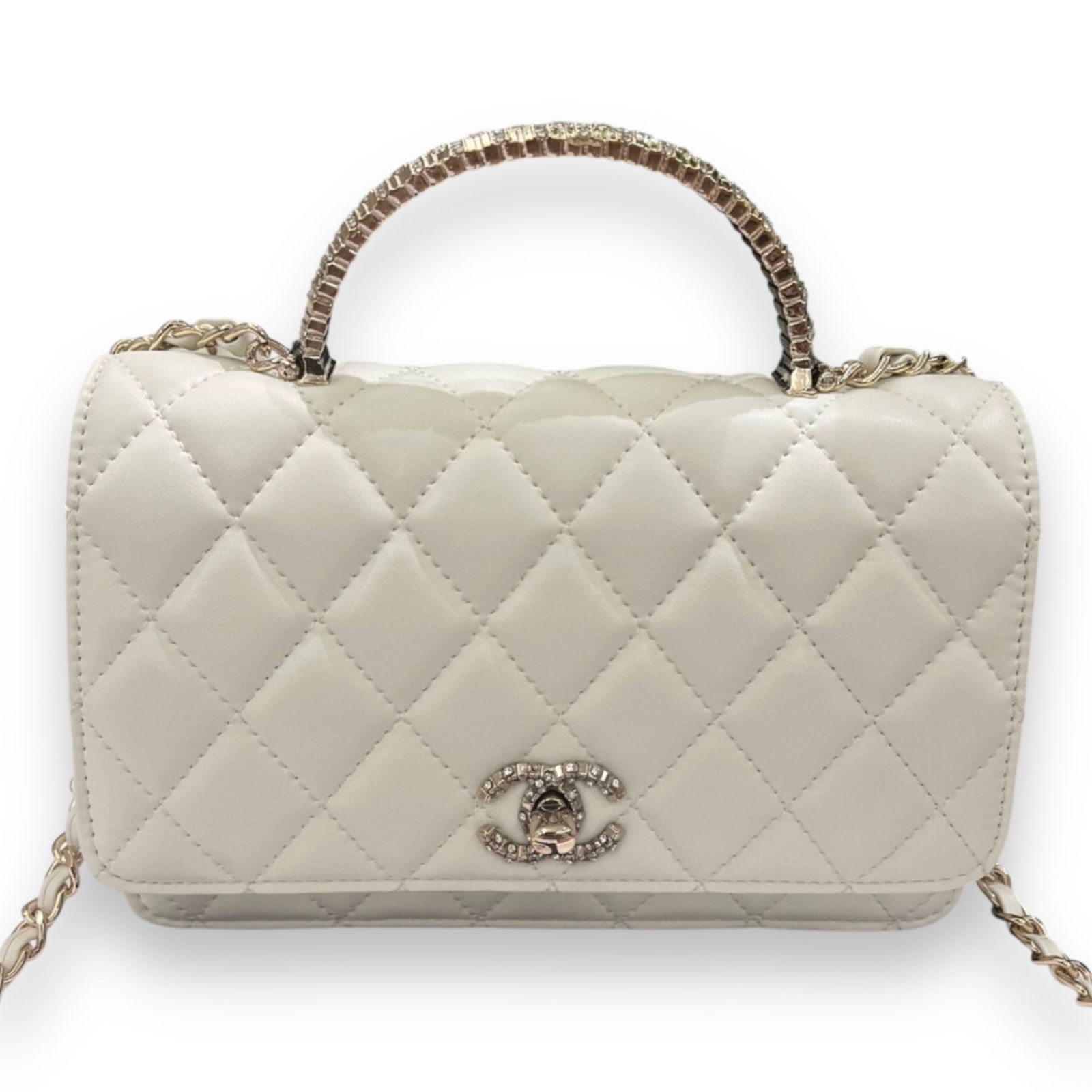 White CHANEL Beveled CC Wallet On Chain (WOC) Beaute Bag & Original Box (1 of 7)