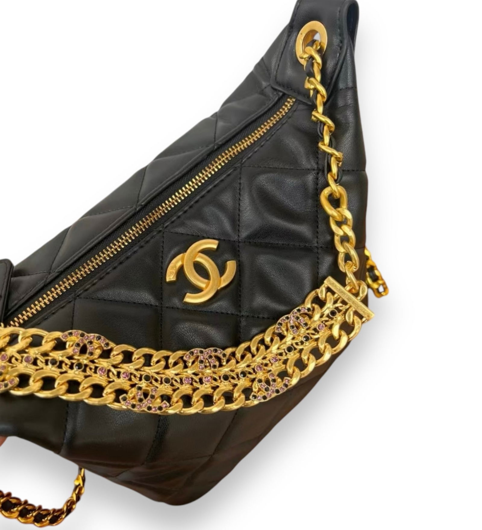 Black CHANEL Rhinestone Halo Tall Quilted Beaute Bag & Original Box (1 of 8)