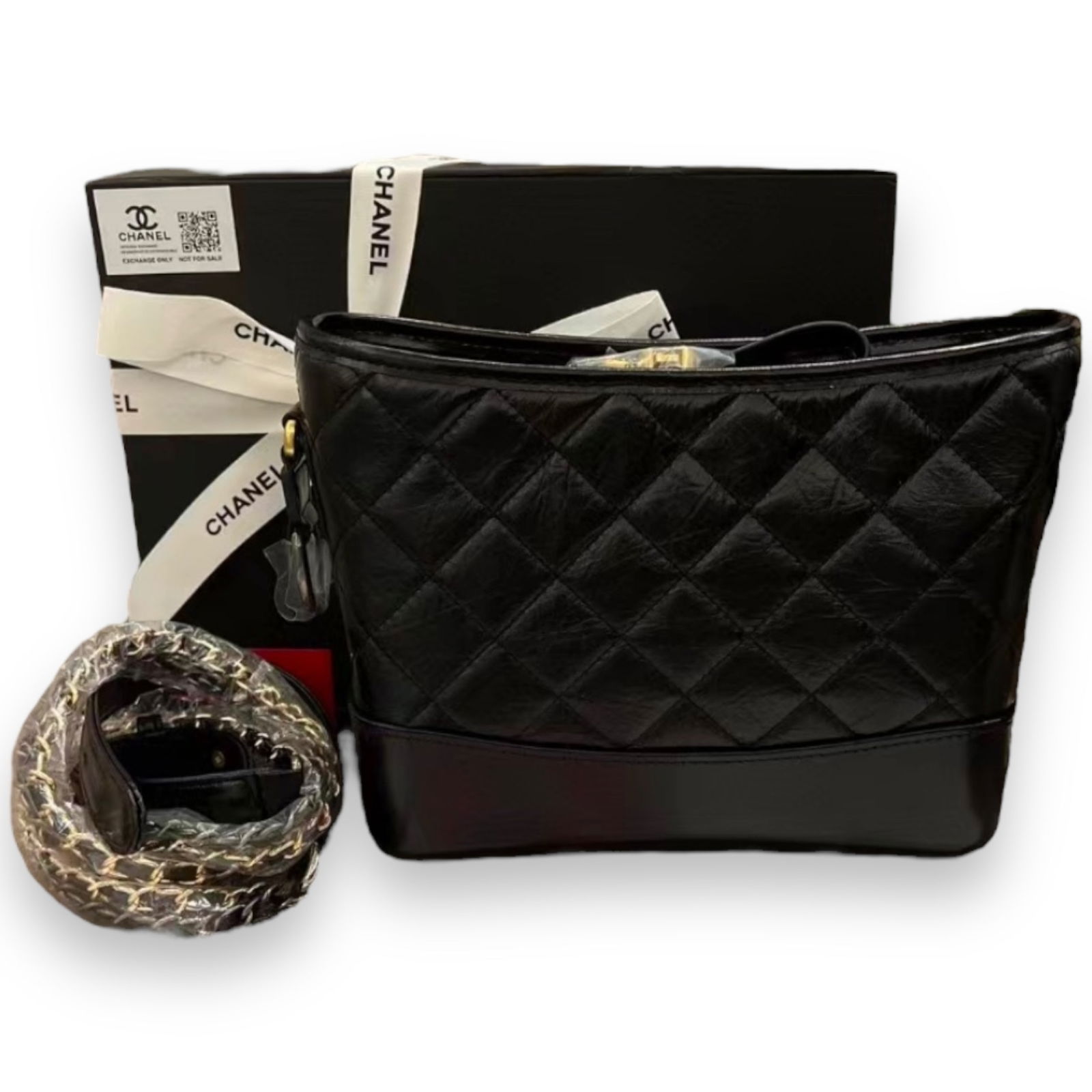 CHANEL Black/Red Quilted Gabrielle Beaute Bag & Original Box (1 of 7)