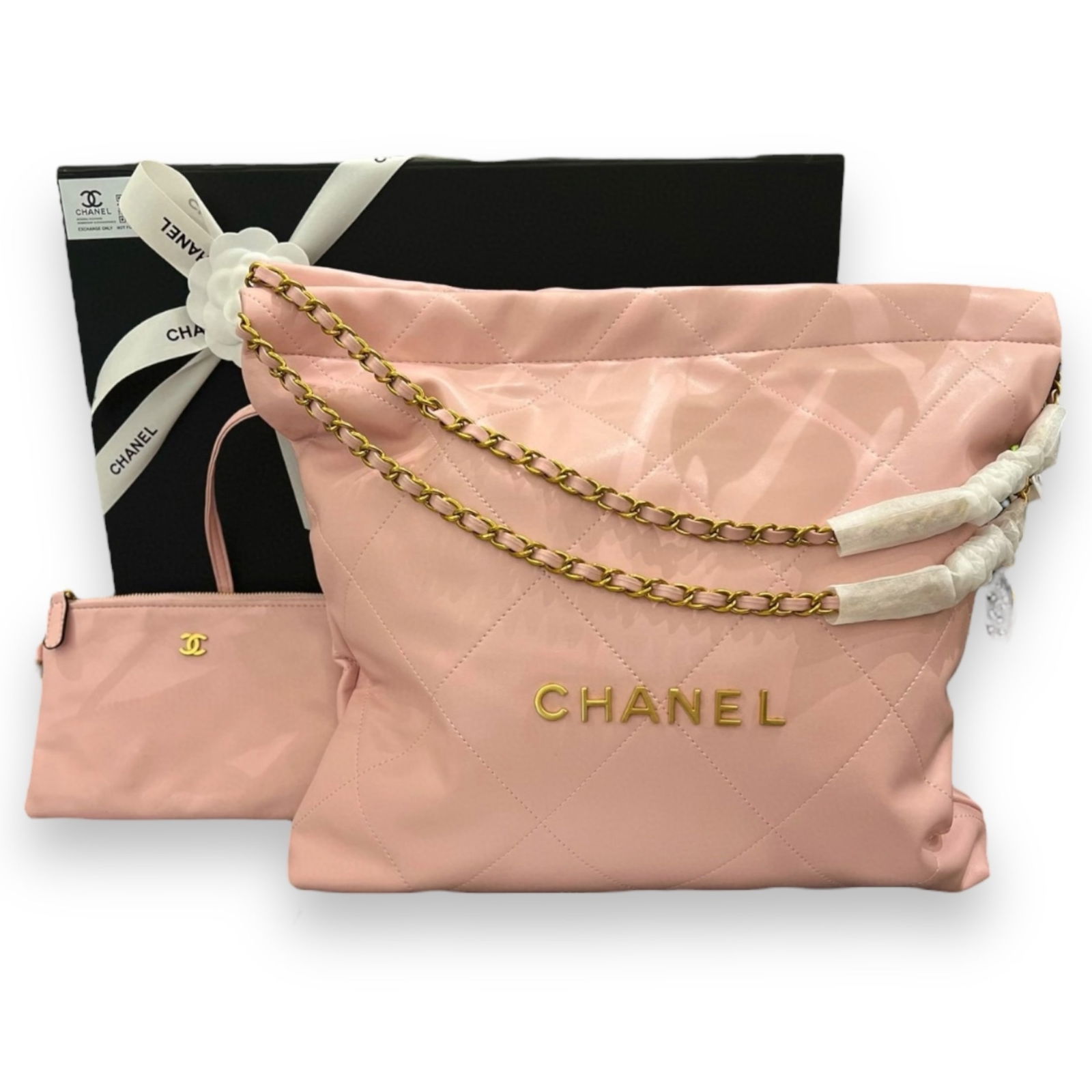 CHANEL XL Quilted Pink 22 Shiny Beaute Bag & Removable Pouch (1 of 7)