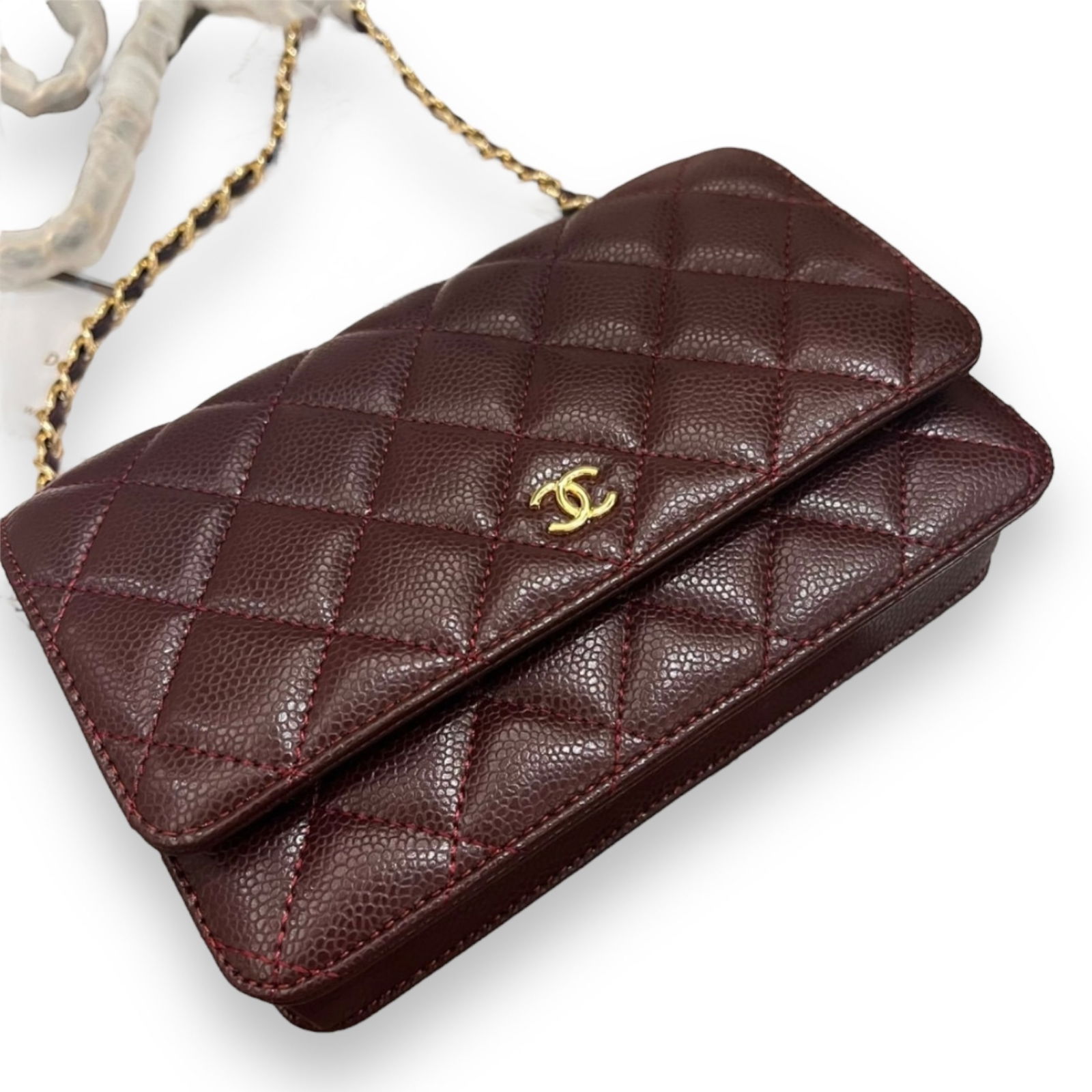 CHANEL Burgundy WOC (Wallet On Chain) Beaute Bag & Original Box (1 of 7)
