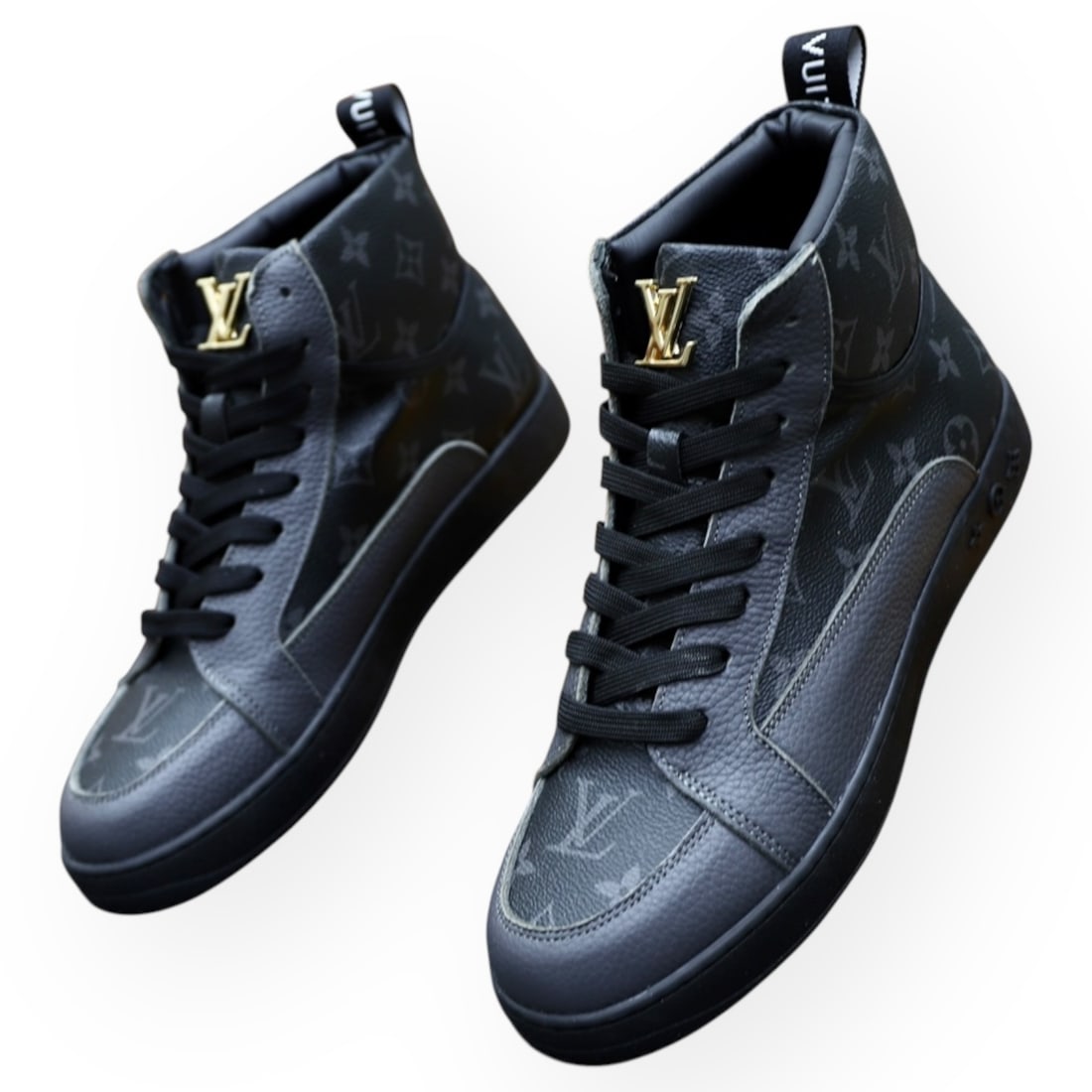 Louis Vuitton Men & Women's Black Monogram/Black Matchup Hightop Beaute Sneakers (1 of 4)