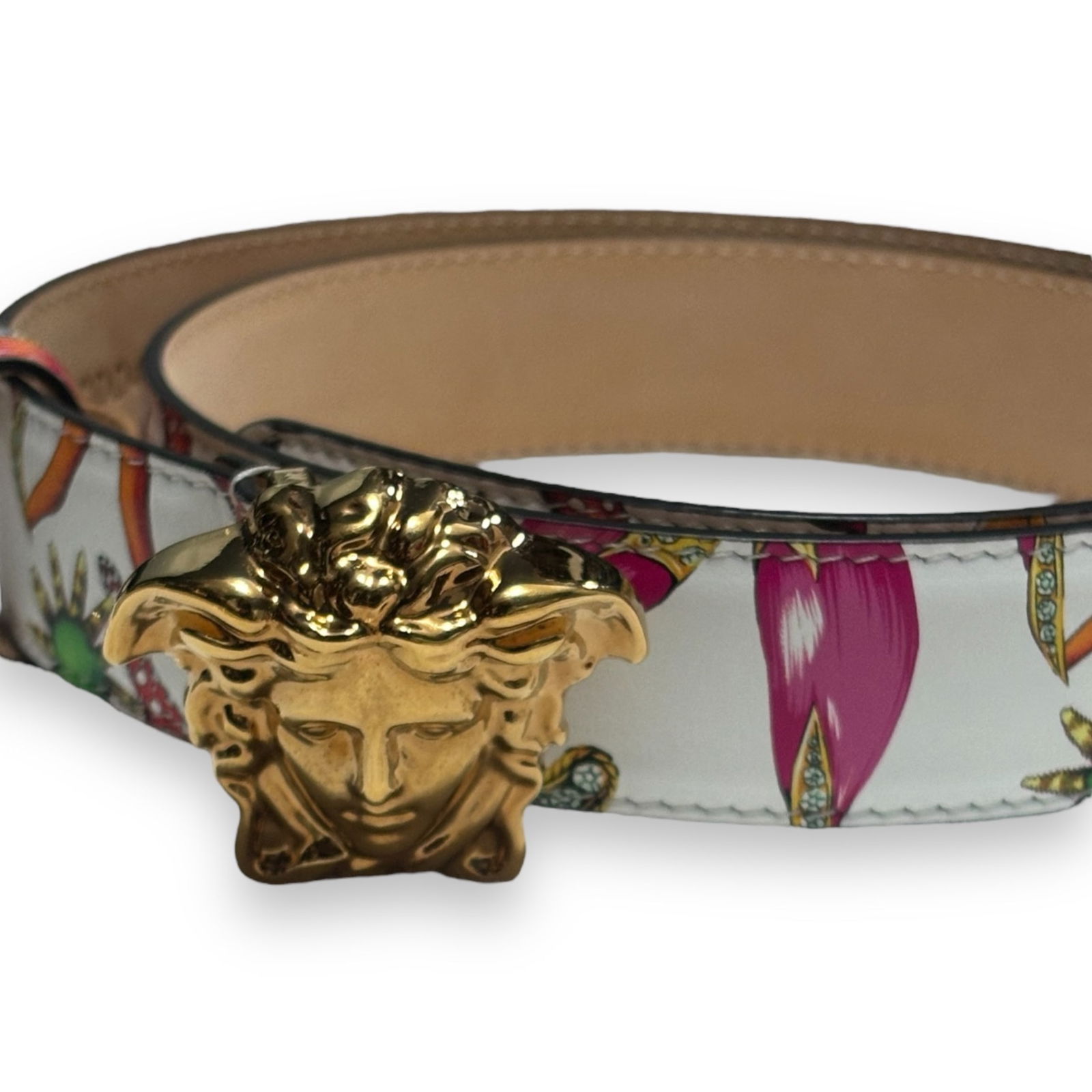 Versace Tresor De La Mer Print Le Medusa Leather Belt (1 of 8)