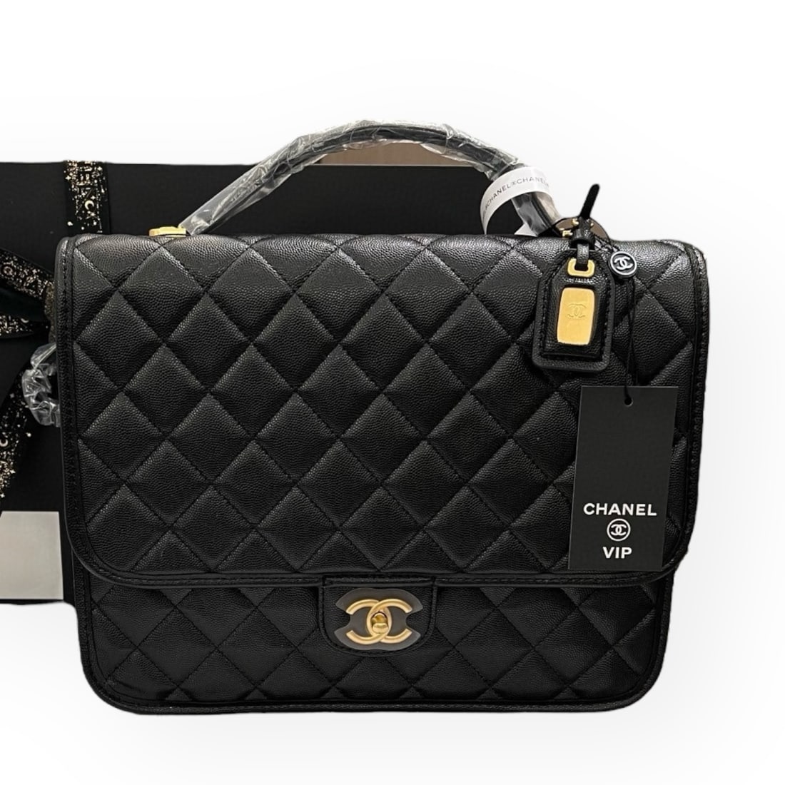 CHANEL LG Black Quilted School Memory Beaute Bag & Original Gift Bag (1 of 8)