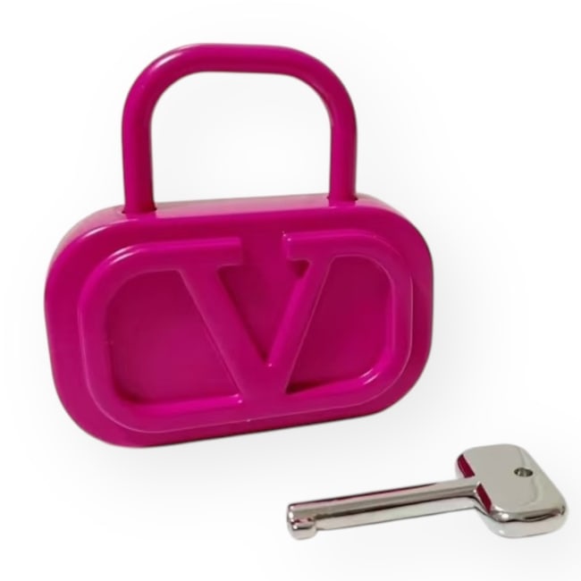 Valentino Hot Pink Pad Lock & Key: • Valentino • Hot Pink • Padlock • Silver Tone Key • Comes In The Original Packaging