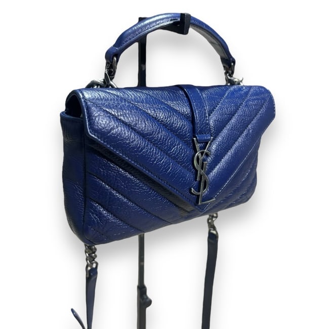 YSL (Saint Laurent) Royal Blue Mini College Chain Bag (1 of 13)