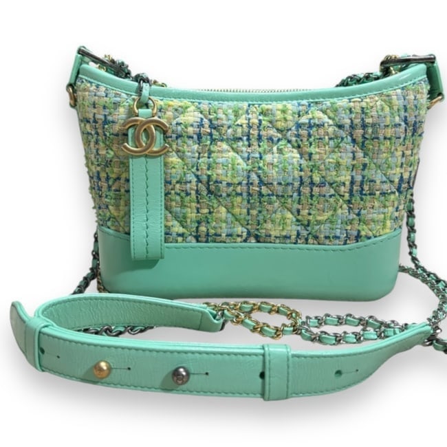 CHANEL Tweed Gabrielle Hobo Shoulder Bag (Teal, Green, & Blue) (1 of 14)
