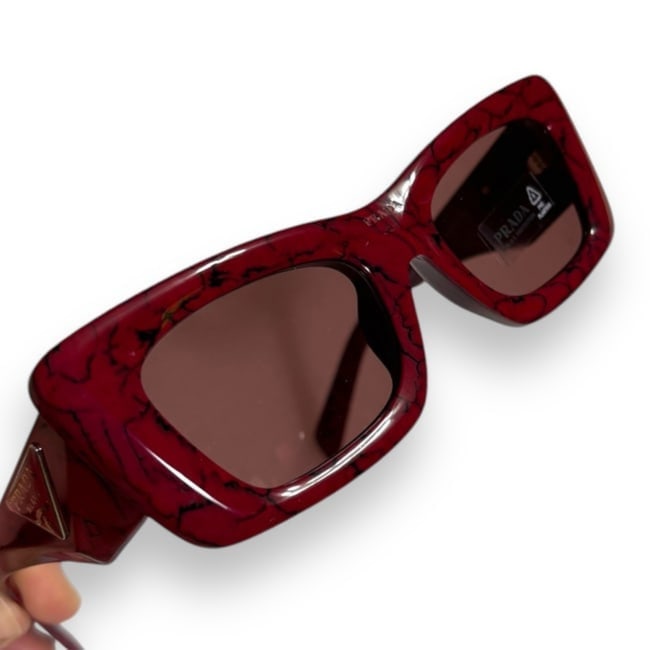 Prada Women’s Red Marble Frame Sunglasses & Original Case (1 of 8)