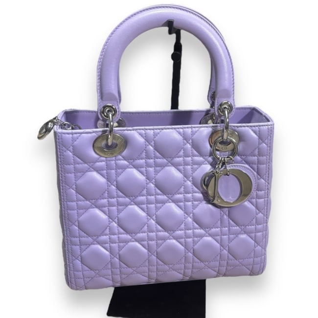Christian Dior Med Lavender Lady Dior Bag, Removable Strap, & Dust Bag (1 of 11)